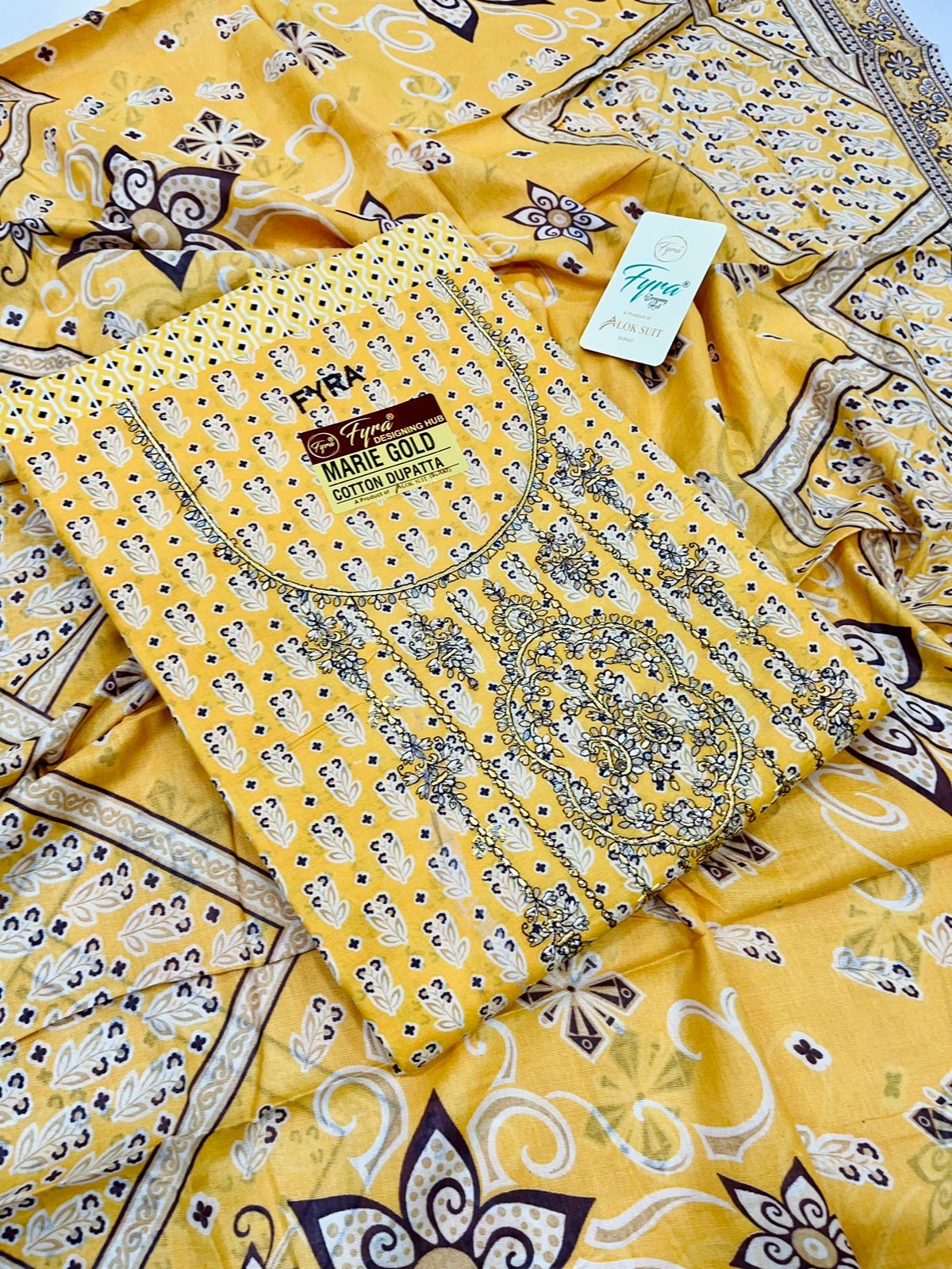 Embroidered Heavy Cotton With Hand Work Dress Material at Rs 450 in Surat