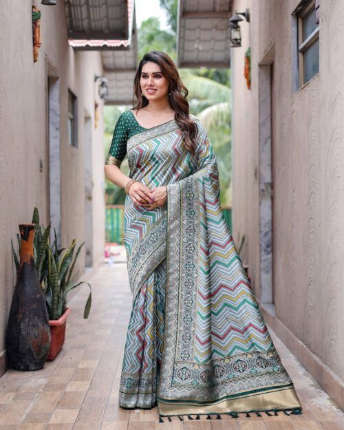 Buy Blue Gorgeous Tussar Silk Leheriya Saree Online. – Odette