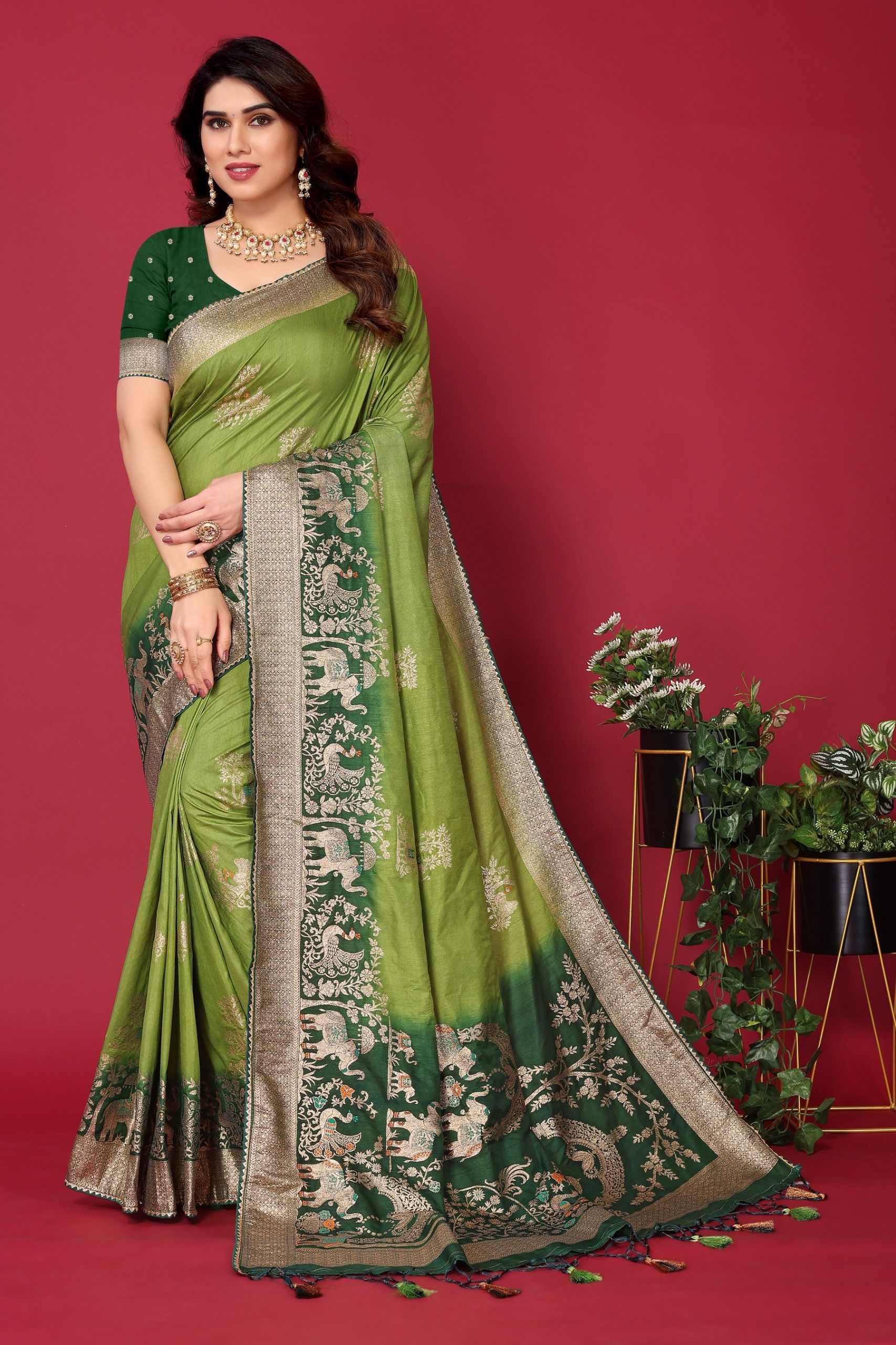 Lavendar Viscose Silk Saree With Designer Blouse – STORI