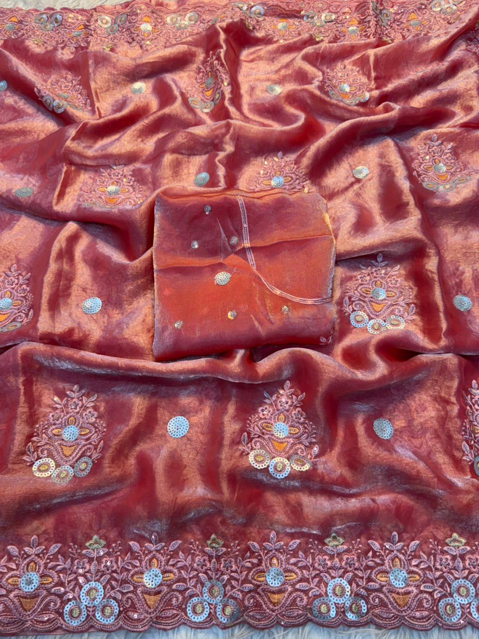 Fancy Space Silk Saree With Fancy Sequence Embroidery Work (11)