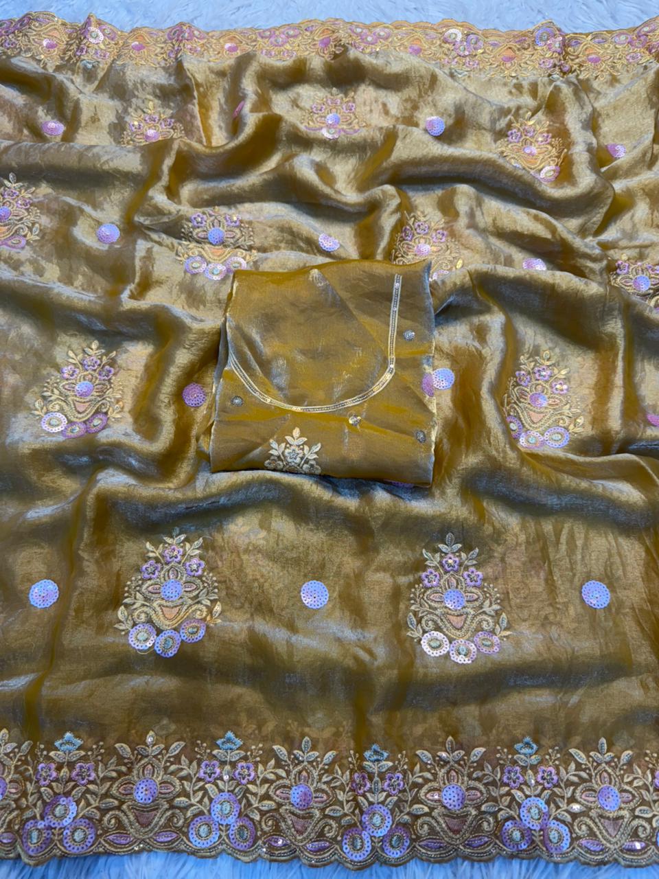 Fancy Space Silk Saree With Fancy Sequence Embroidery Work (12)