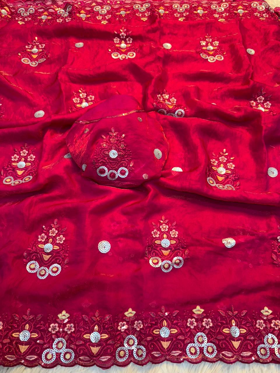 Fancy Space Silk Saree With Fancy Sequence Embroidery Work (13)