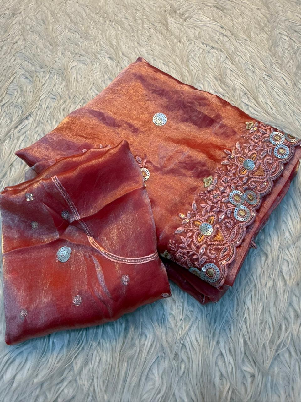 Fancy Space Silk Saree With Fancy Sequence Embroidery Work (14)