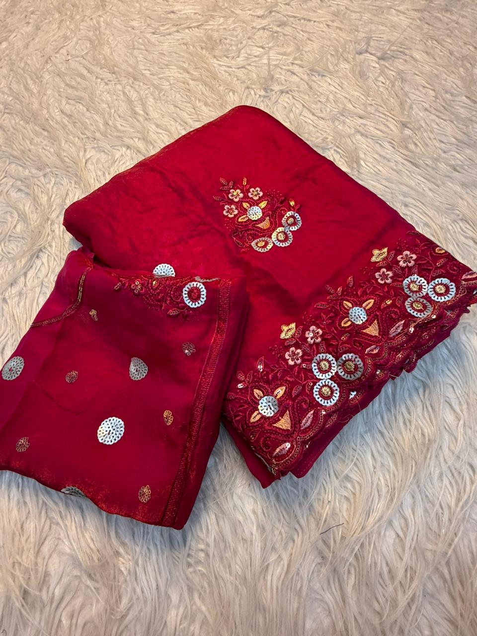 Fancy Space Silk Saree With Fancy Sequence Embroidery Work (15)