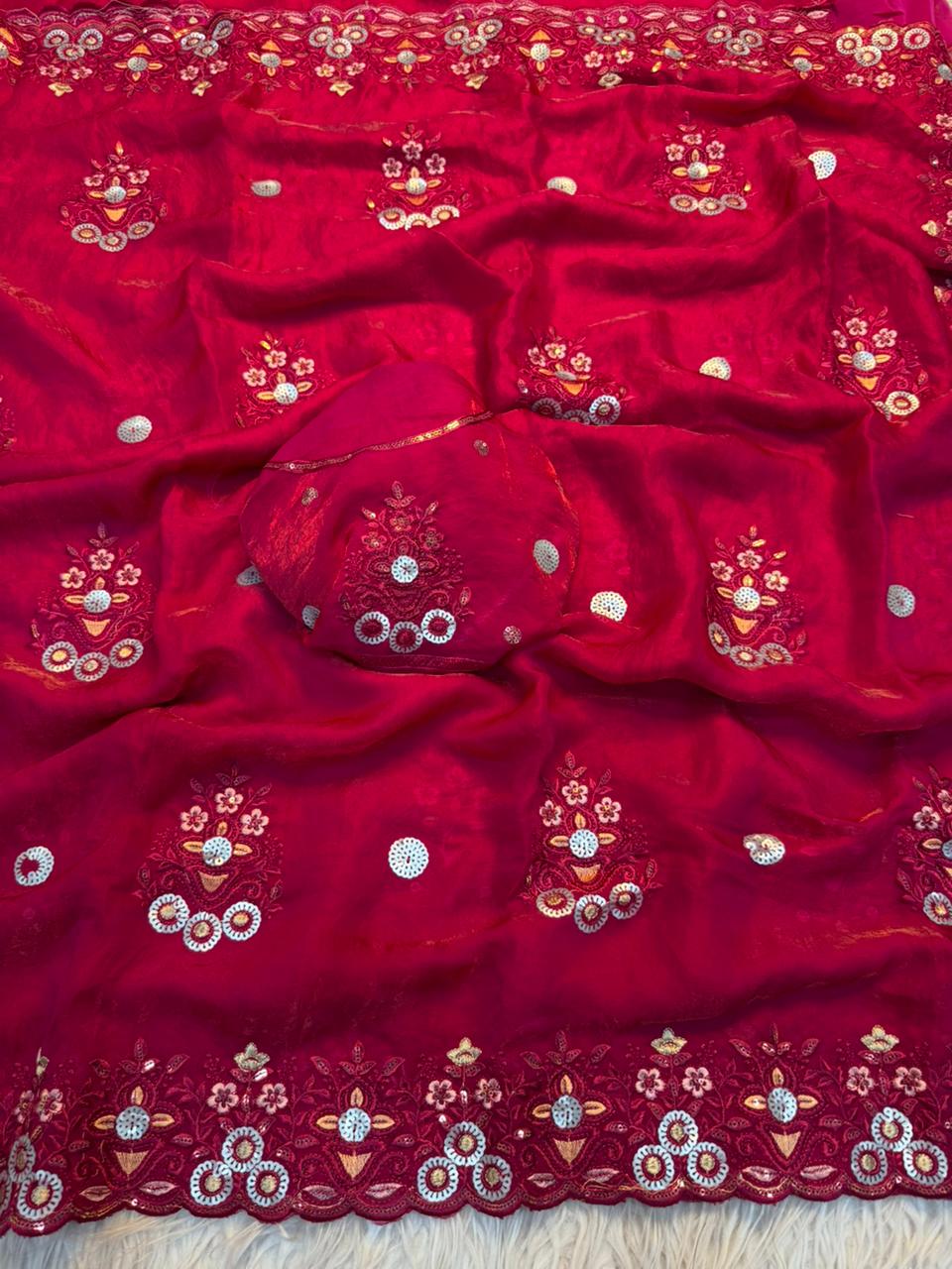 Fancy Space Silk Saree With Fancy Sequence Embroidery Work (3)