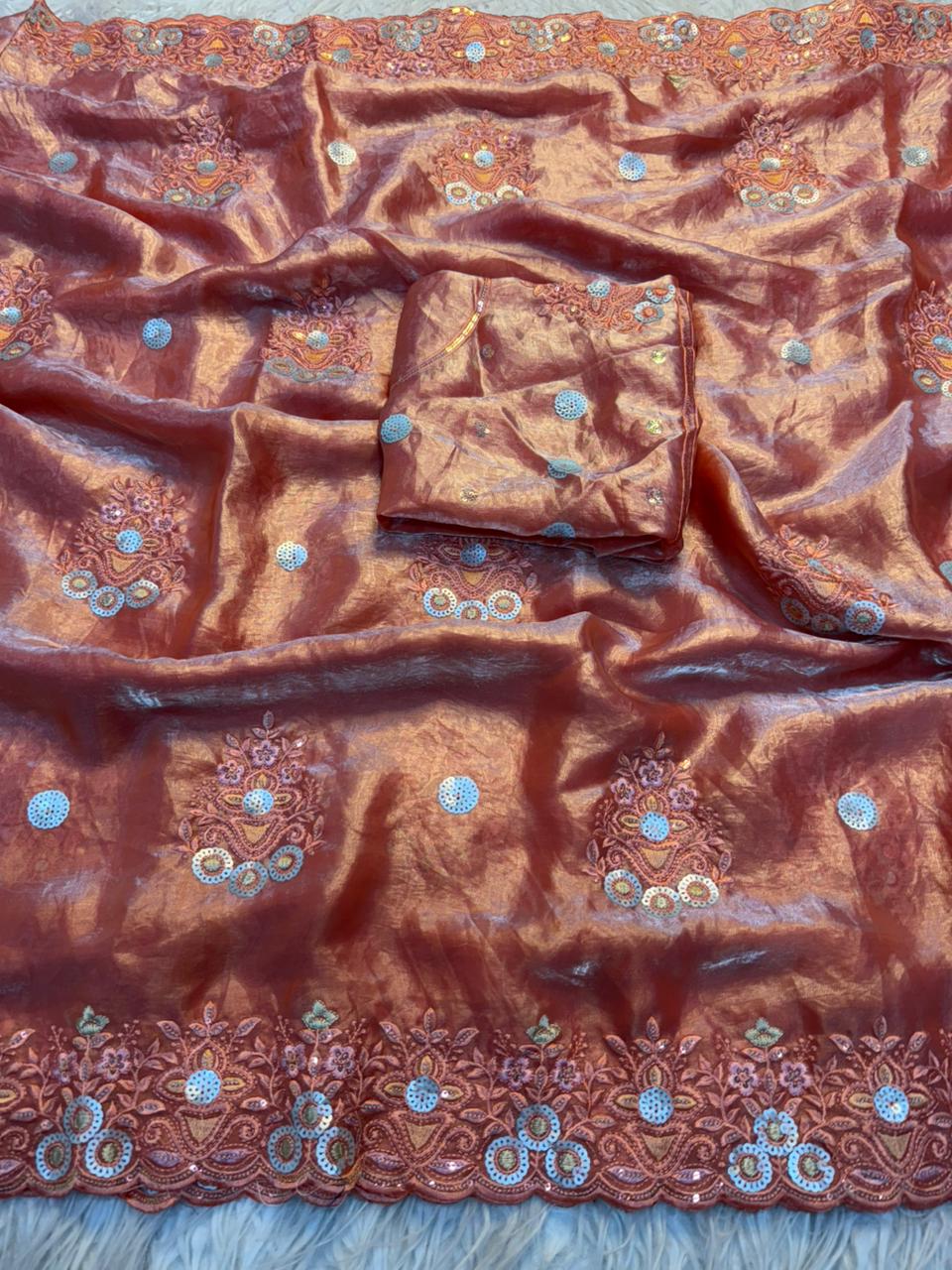 Fancy Space Silk Saree With Fancy Sequence Embroidery Work (9)