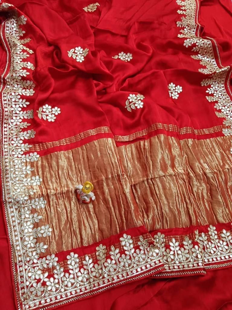 Gajji Silk Saree With heavy hand Gotta Work Lagdi Pallu (2)