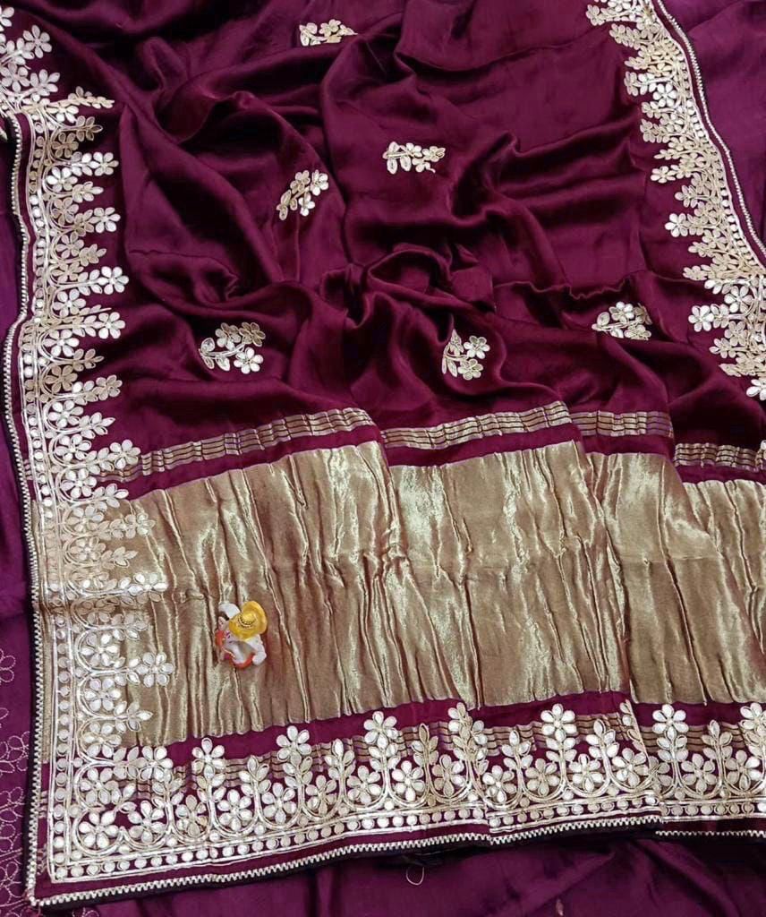 Gajji Silk Saree With heavy hand Gotta Work Lagdi Pallu (3)