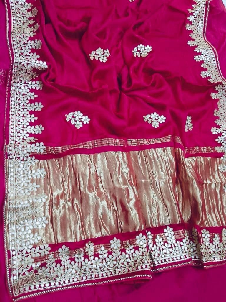 Gajji Silk Saree With heavy hand Gotta Work Lagdi Pallu (4)
