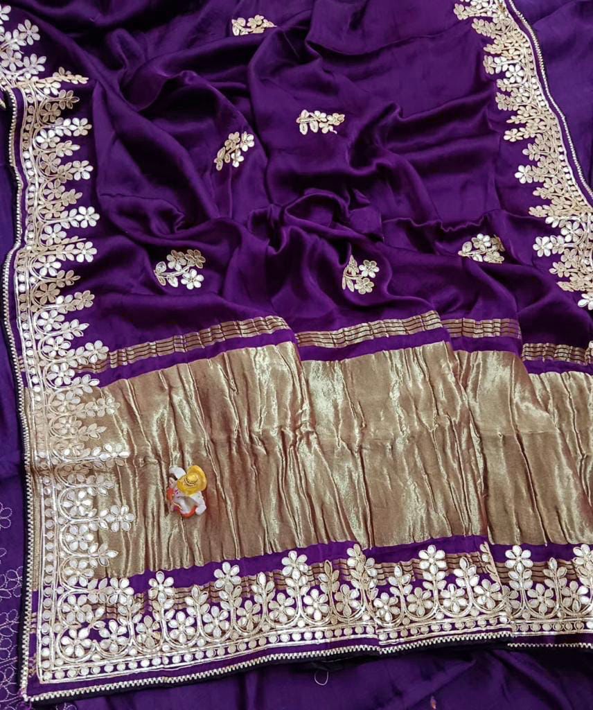 Gajji Silk Saree With heavy hand Gotta Work Lagdi Pallu (5)