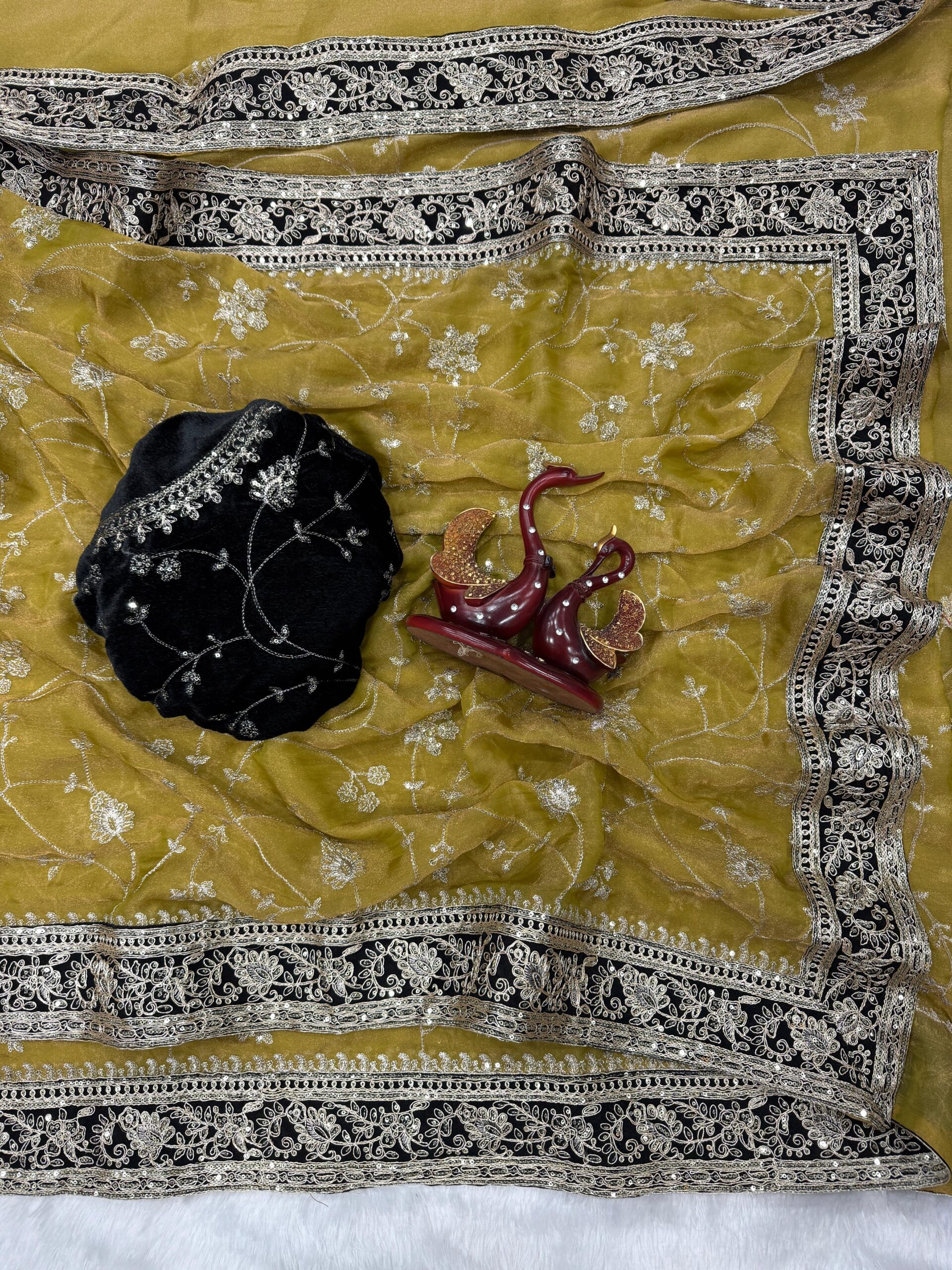 Moss Chiffon Designer Saree Wholesale Price (1)