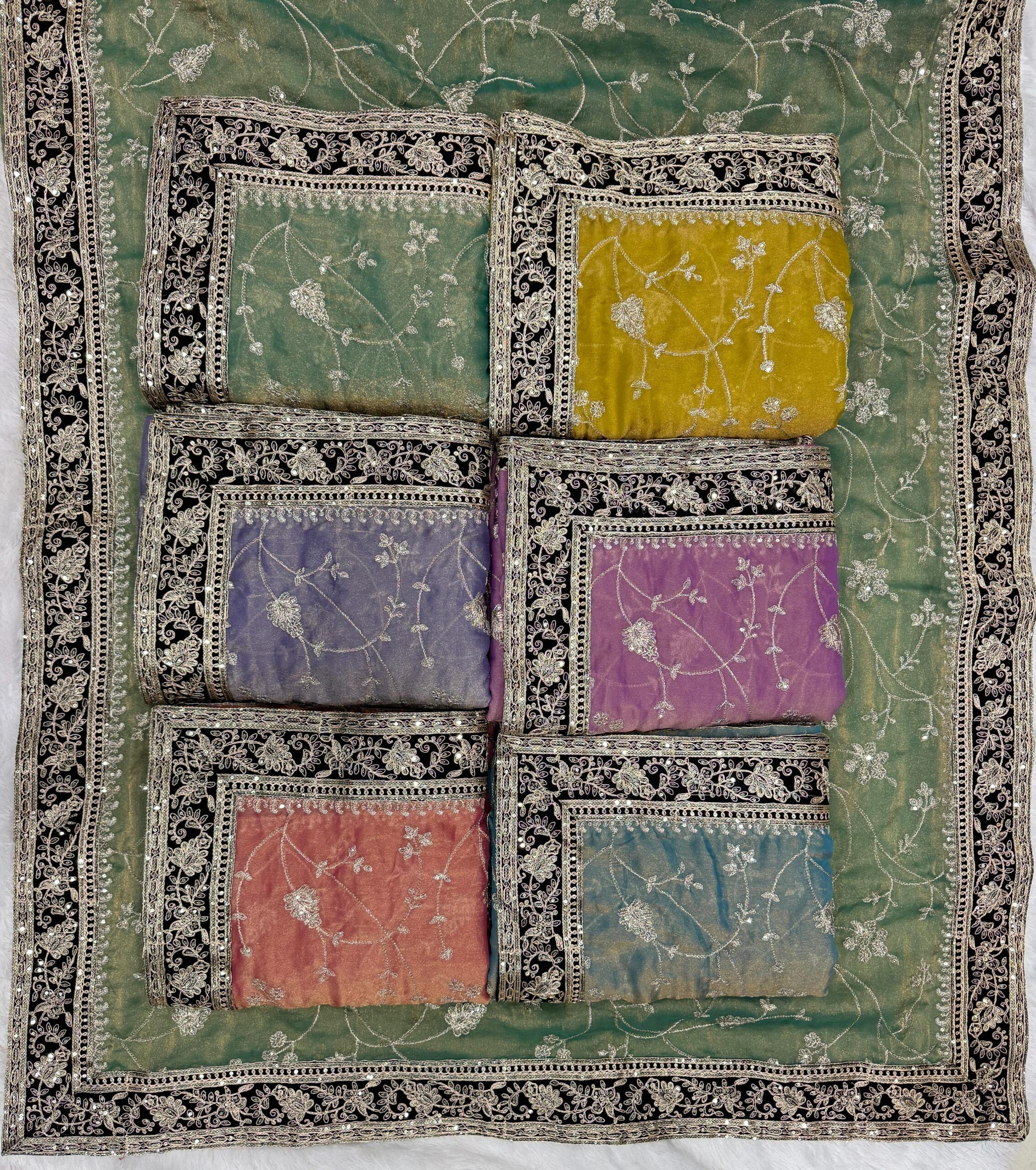 Moss Chiffon Designer Saree Wholesale Price (10)