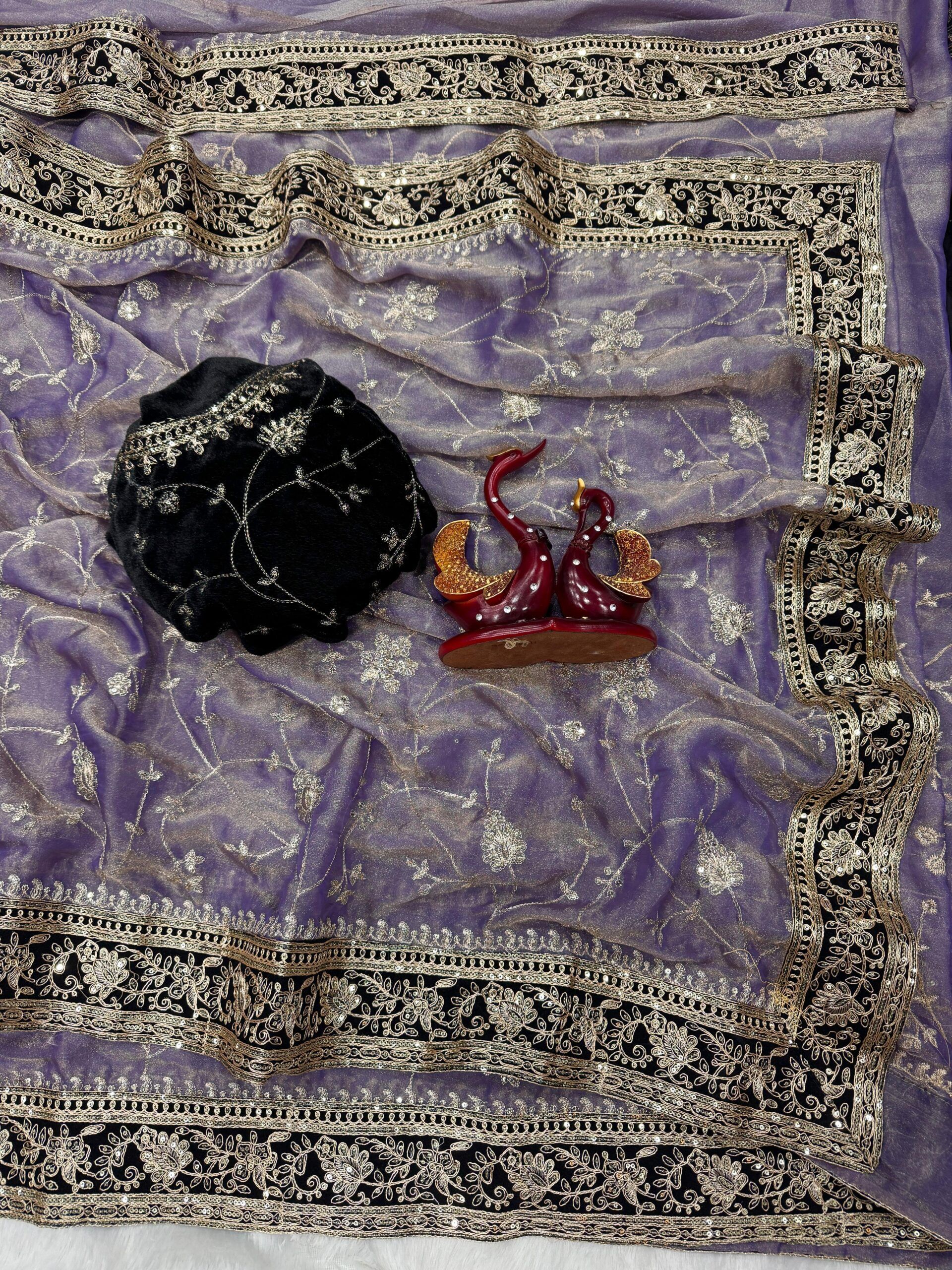 Moss Chiffon Designer Saree Wholesale Price (3)