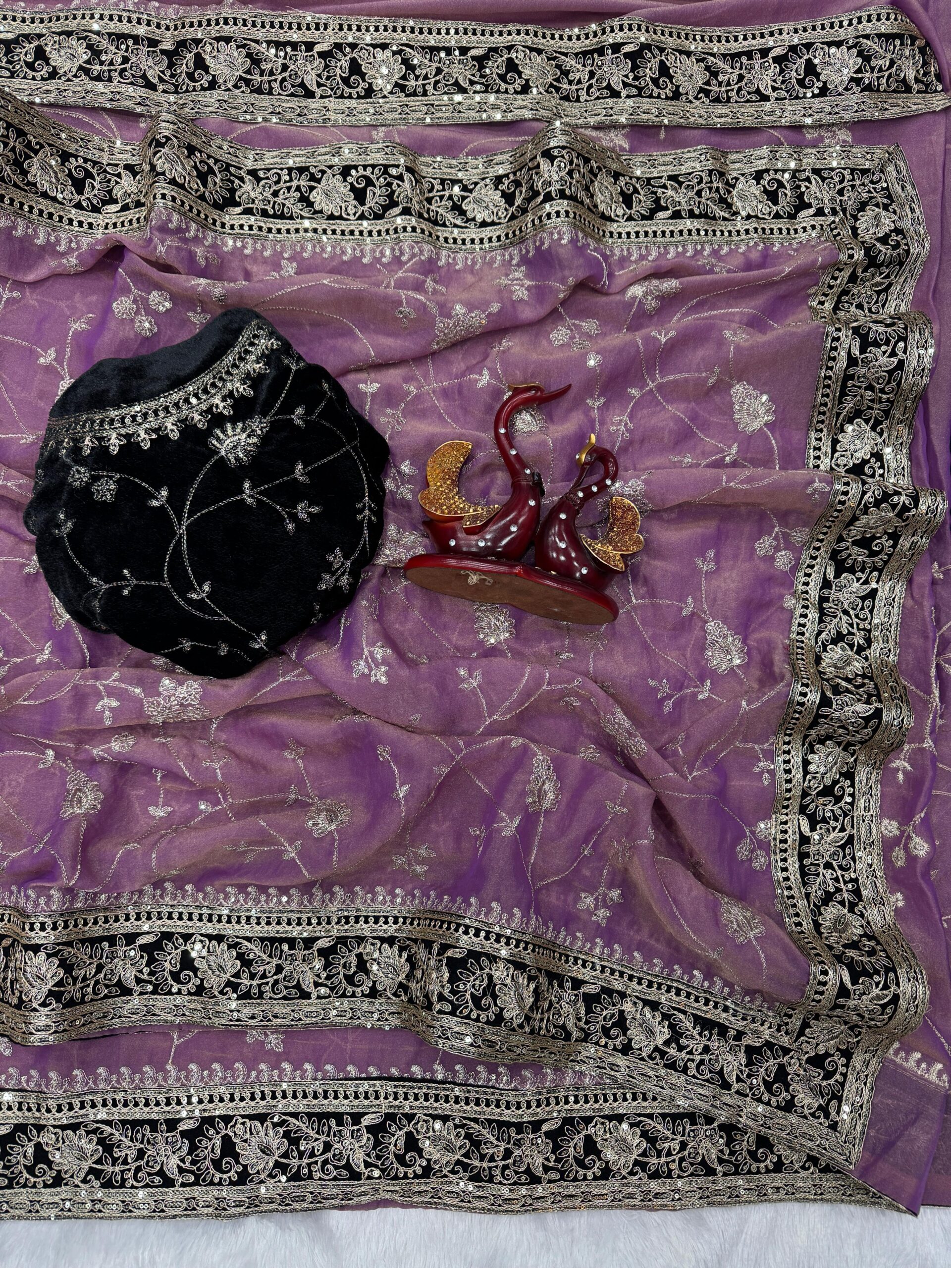 Moss Chiffon Designer Saree Wholesale Price (4)