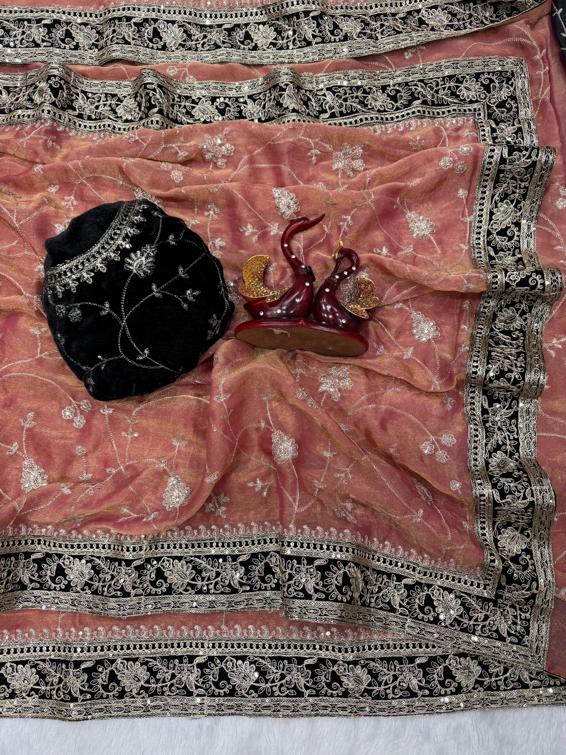 Moss Chiffon Designer Saree Wholesale Price (8)