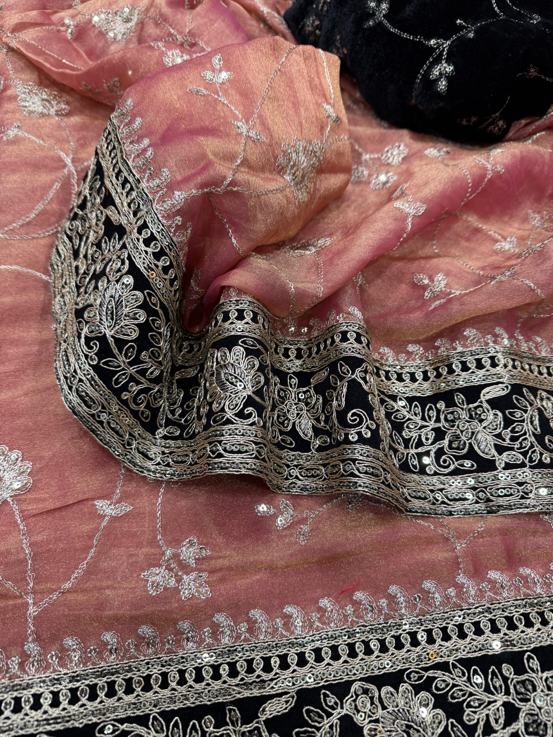 Moss Chiffon Designer Saree Wholesale Price (9)