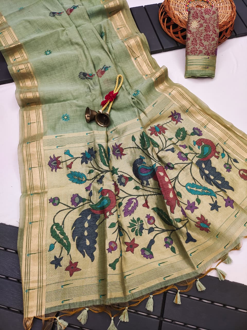 Premium Soft Moga Cotton Paithani Saree (1)