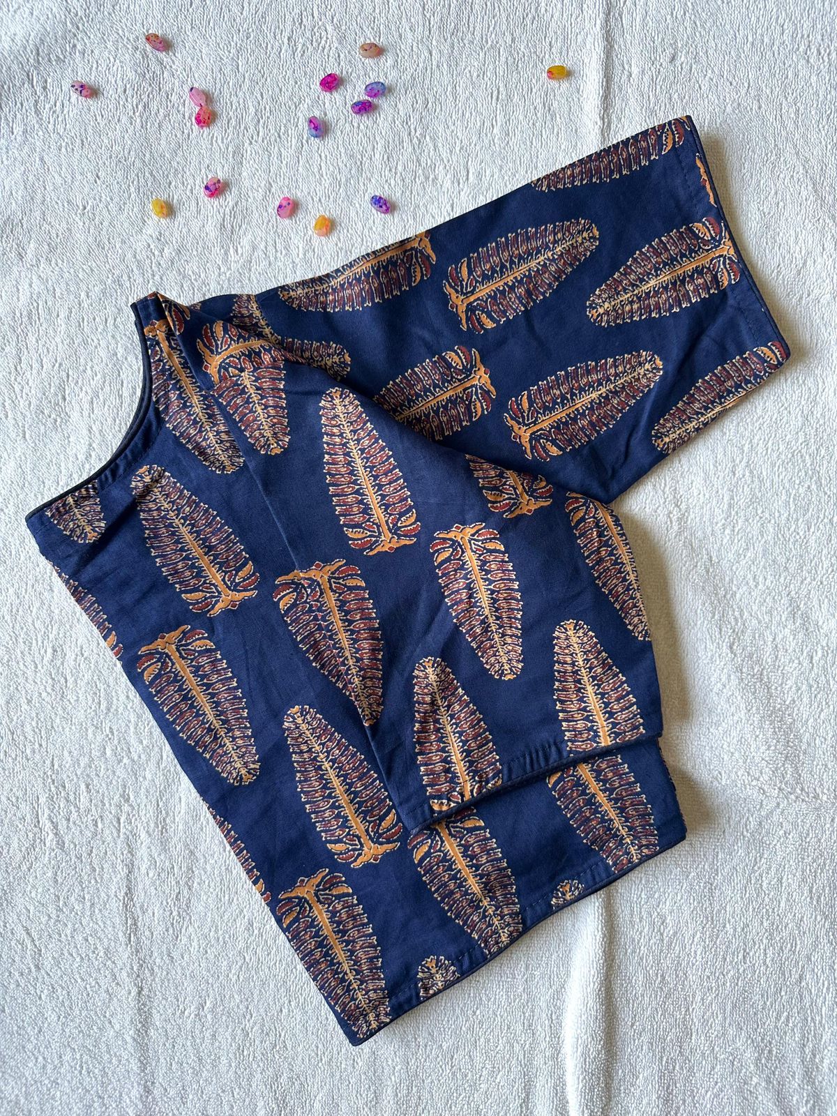 Pure Ajrakh HandBlock Cotton Readymadee blouse (5)