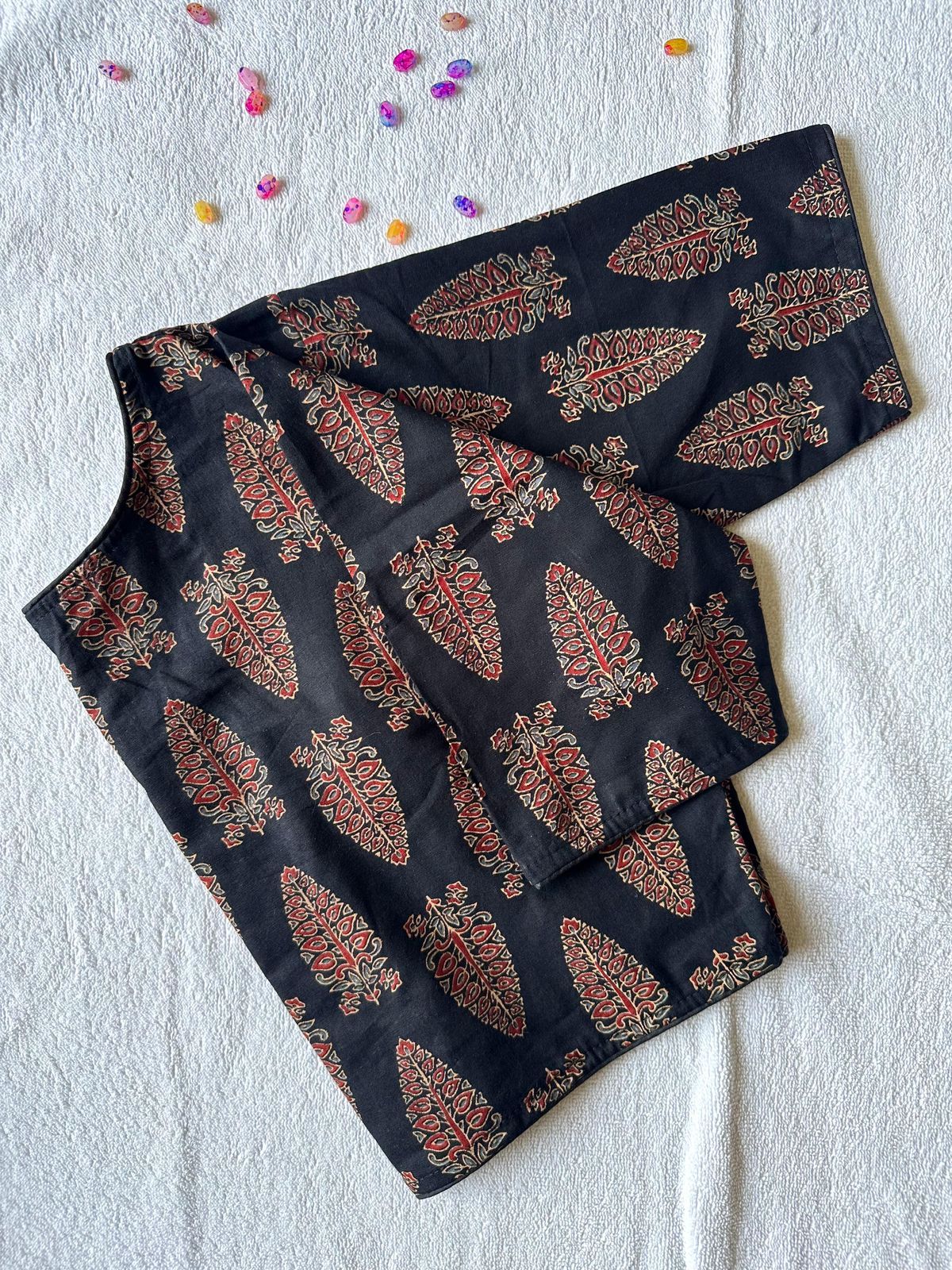 Pure Ajrakh HandBlock Cotton Readymadee blouse (8)