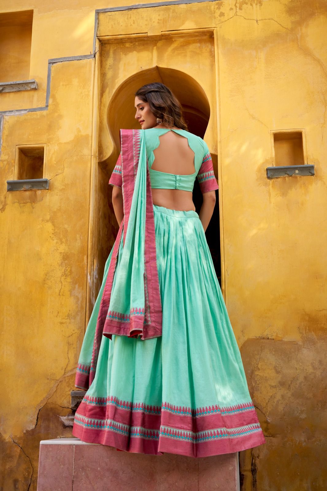 Pure Chanderi Thread Work Lehenga Choli (11)