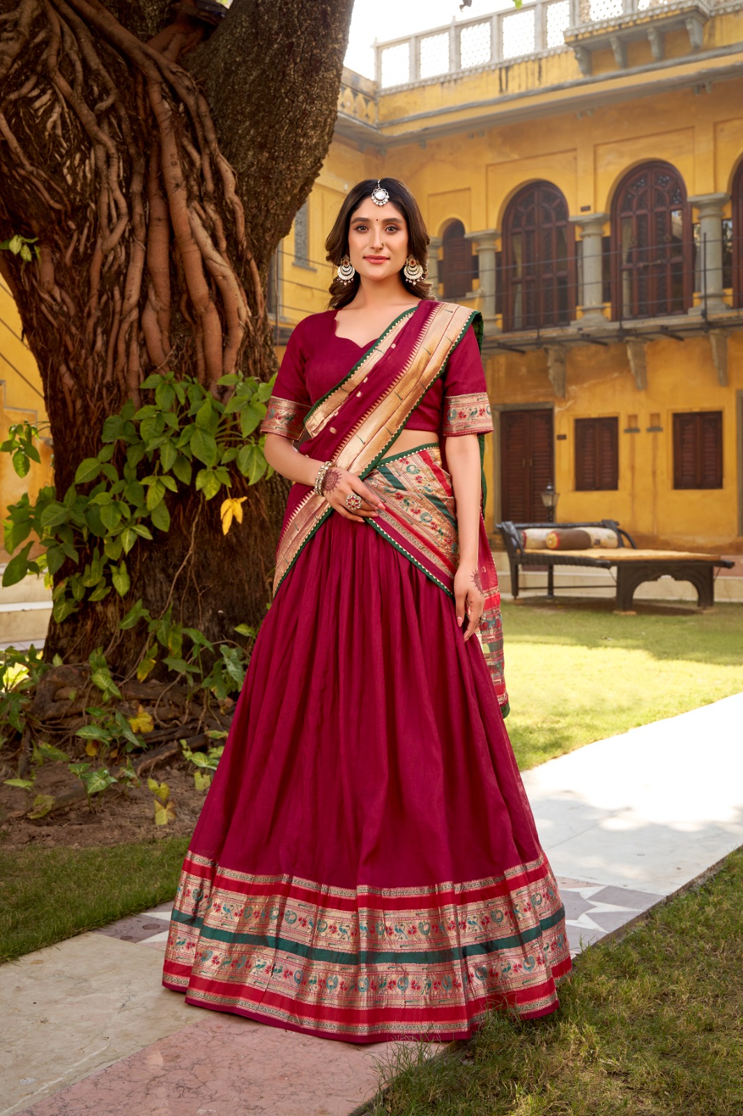 Pure Chanderi Traditional Zari Weaving Lehenga Choli (13)