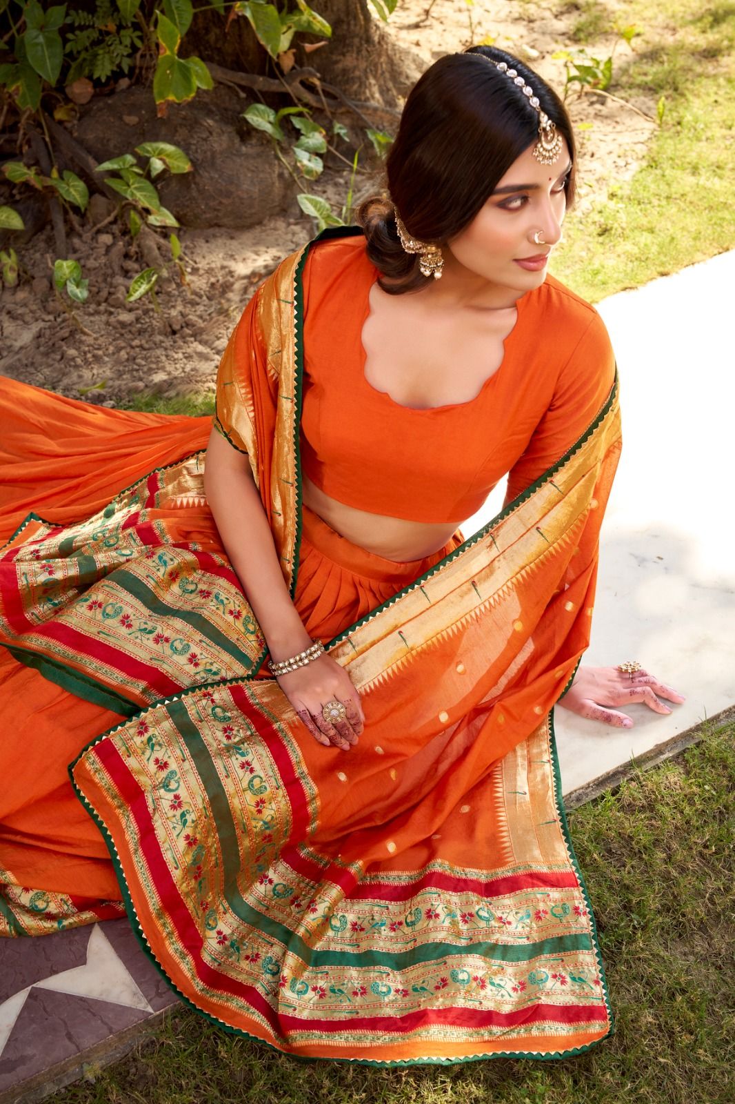 Pure Chanderi Traditional Zari Weaving Lehenga Choli (4)