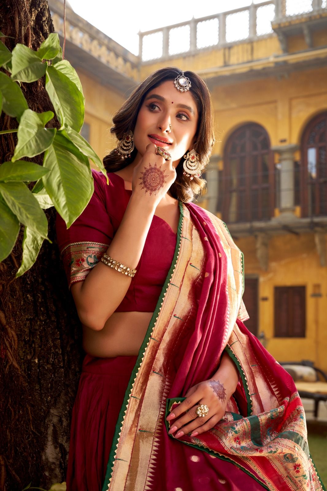 Pure Chanderi Traditional Zari Weaving Lehenga Choli (5)