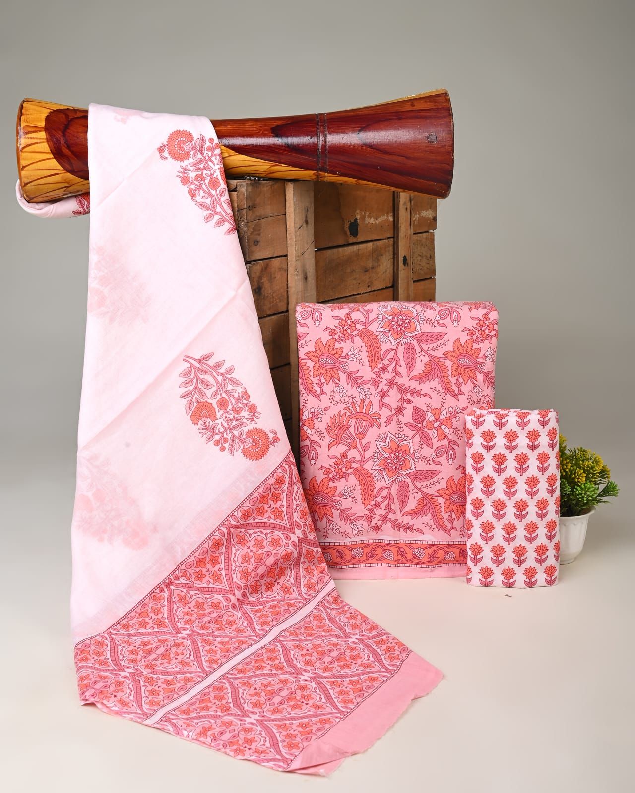 Pure Handblock Printed Jaipuri Suit With Cotton Dupta (1)