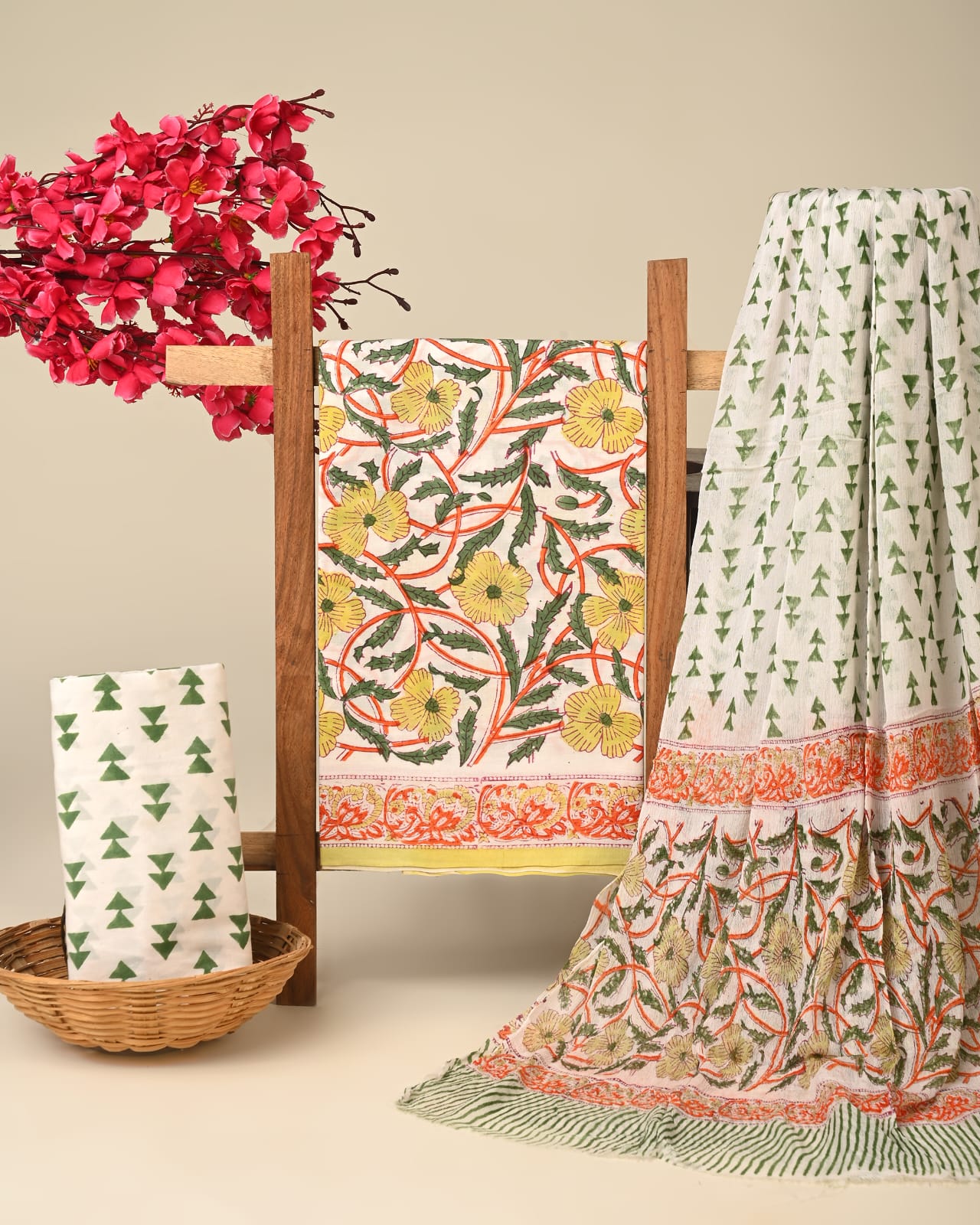 Pure pure cotton hand block printed suits with chiffon dupatta (10)