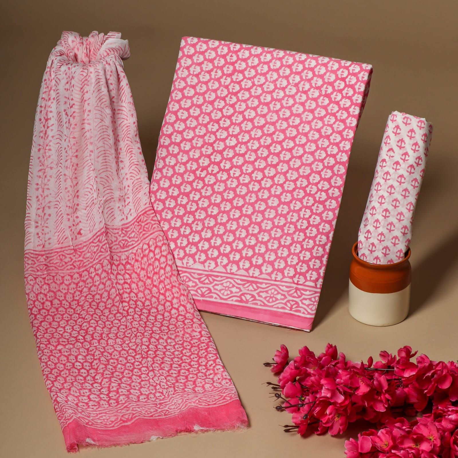 Pure pure cotton hand block printed suits with chiffon dupatta (13)