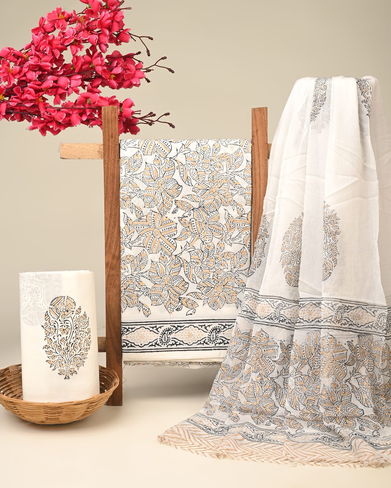 Pure pure cotton hand block printed suits with chiffon dupatta (3)