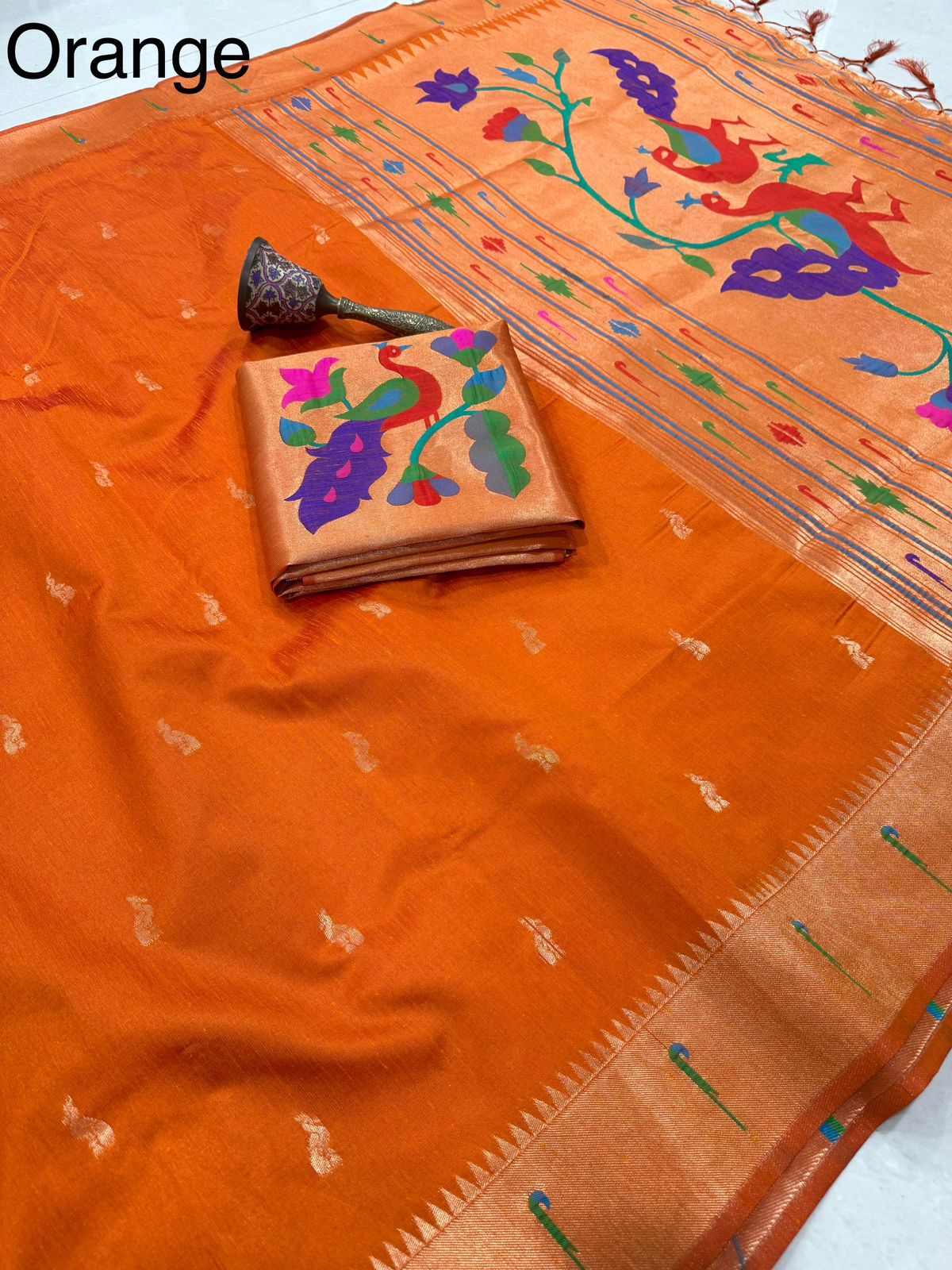 hadi Raw Silk Weaving Paithani Saree Wholesale Price (8)