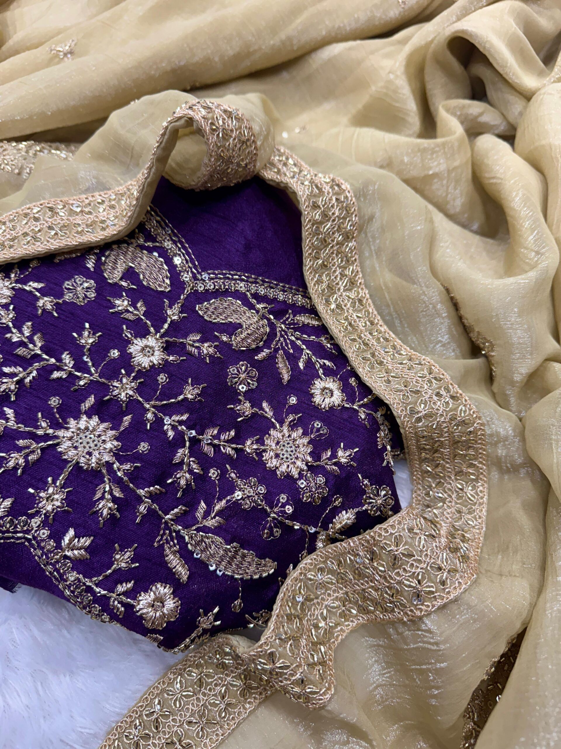 Crunchy Silk Sequences Work Saree (6)