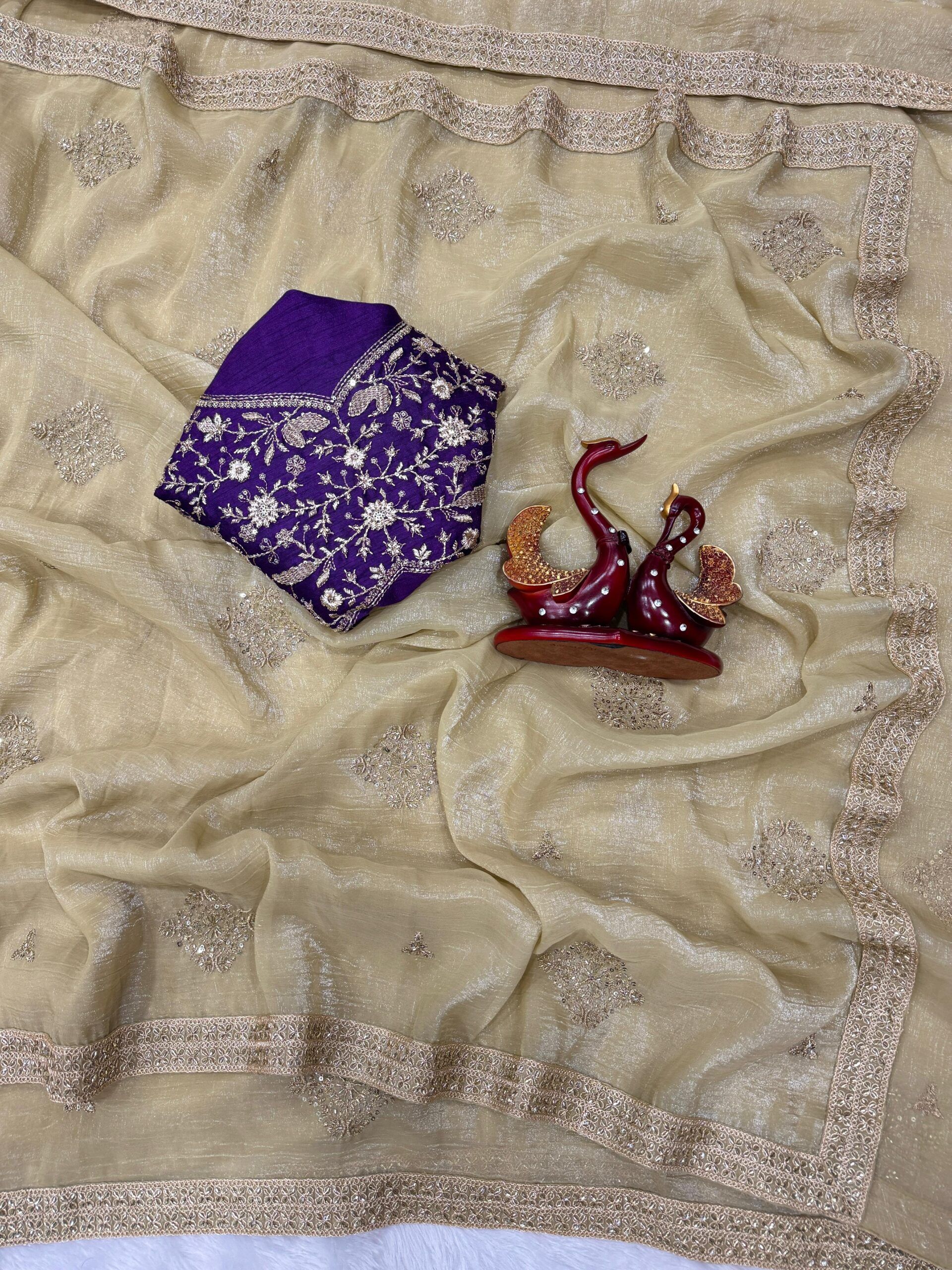 Crunchy Silk Sequences Work Saree (9)