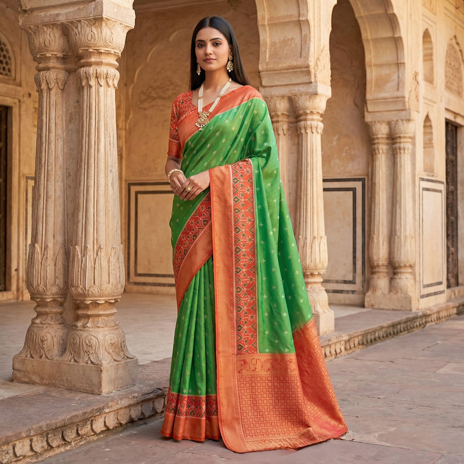 Pochampalli Silk Saree With Ikkat Border Wholesale Price (14)