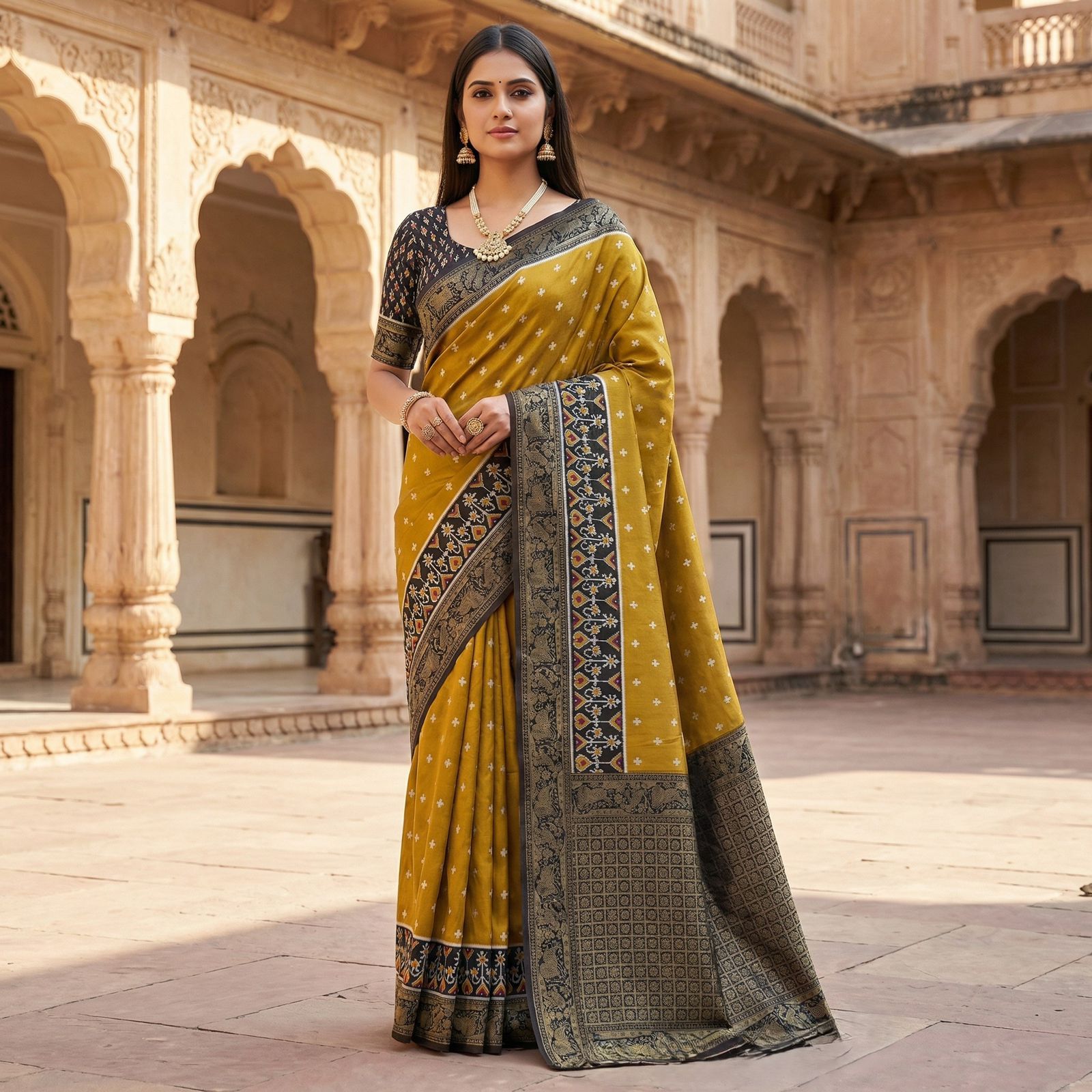 Pochampalli Silk Saree With Ikkat Border Wholesale Price (15)