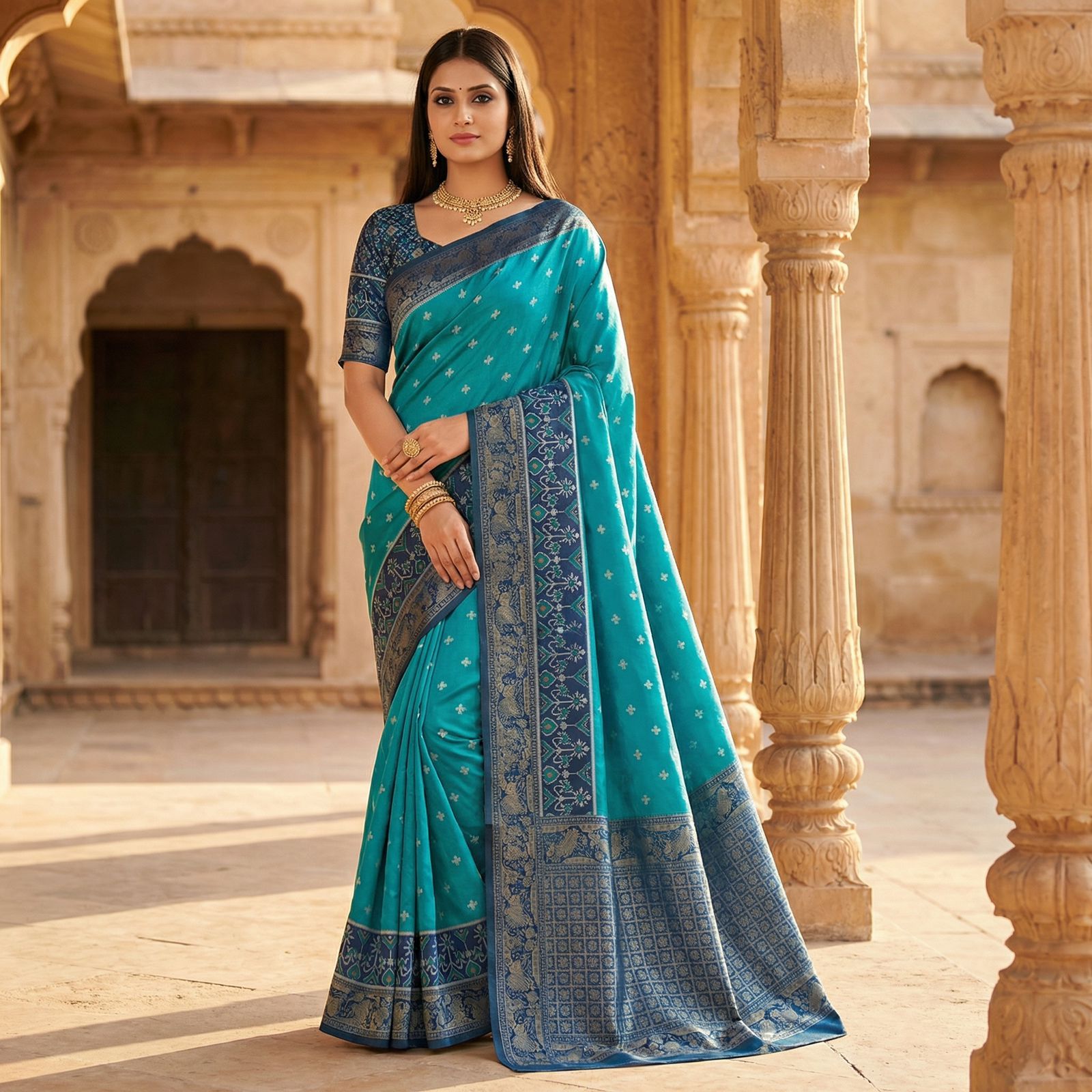 Pochampalli Silk Saree With Ikkat Border Wholesale Price (16)