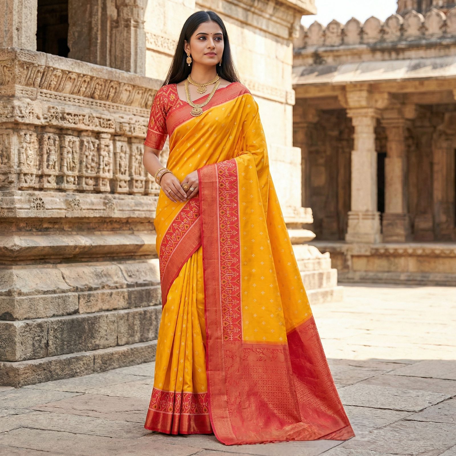 Pochampalli Silk Saree With Ikkat Border Wholesale Price (17)