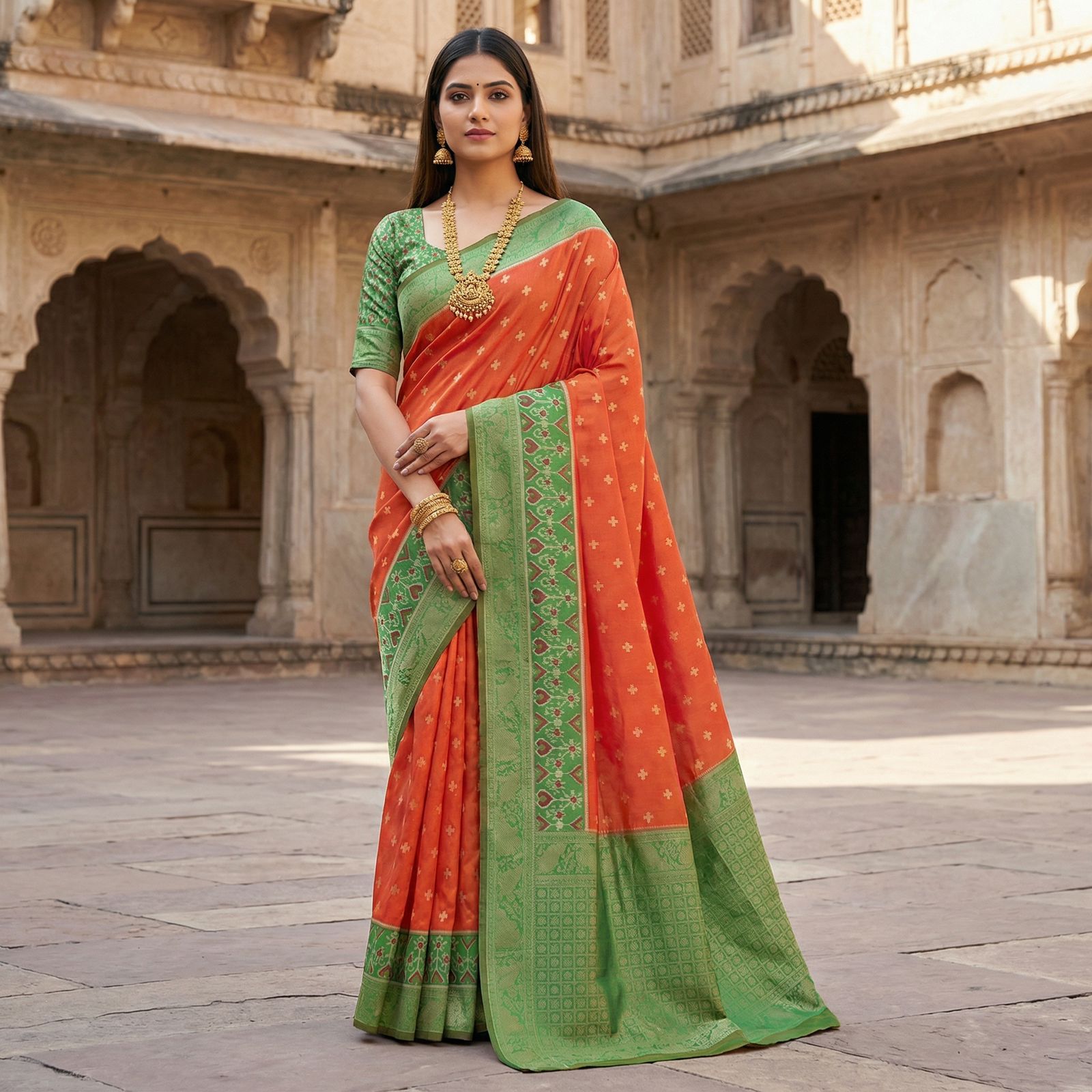 Pochampalli Silk Saree With Ikkat Border Wholesale Price (18)