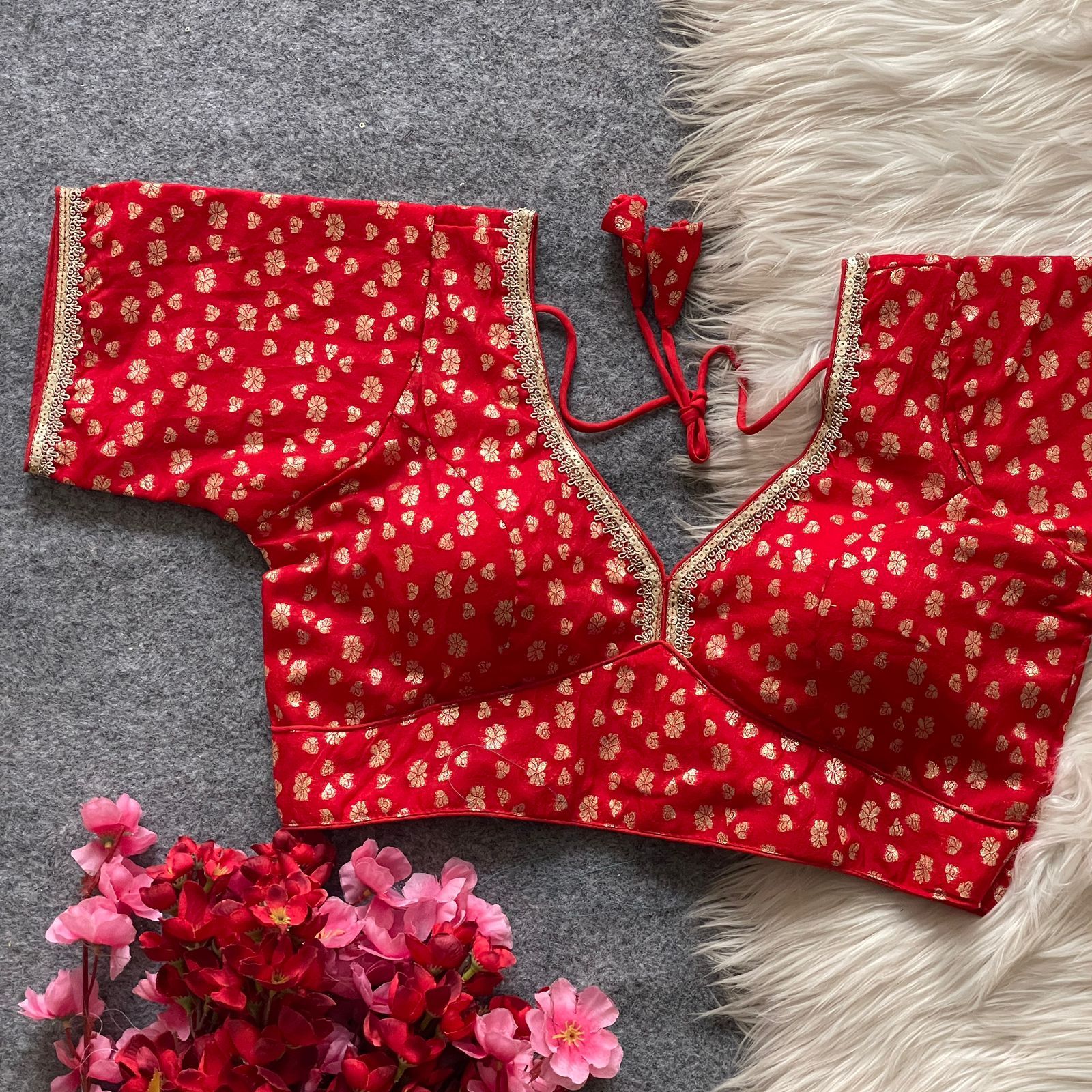 Pure Dola Silk With Golden Weaving Readymade Blouse (10)