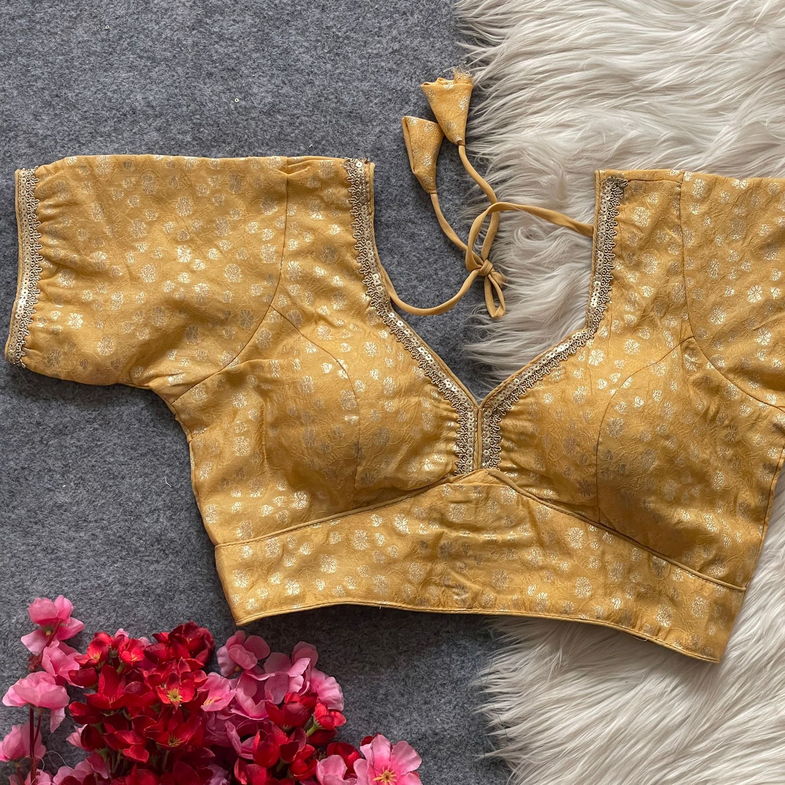 Pure Dola Silk With Golden Weaving Readymade Blouse (11)