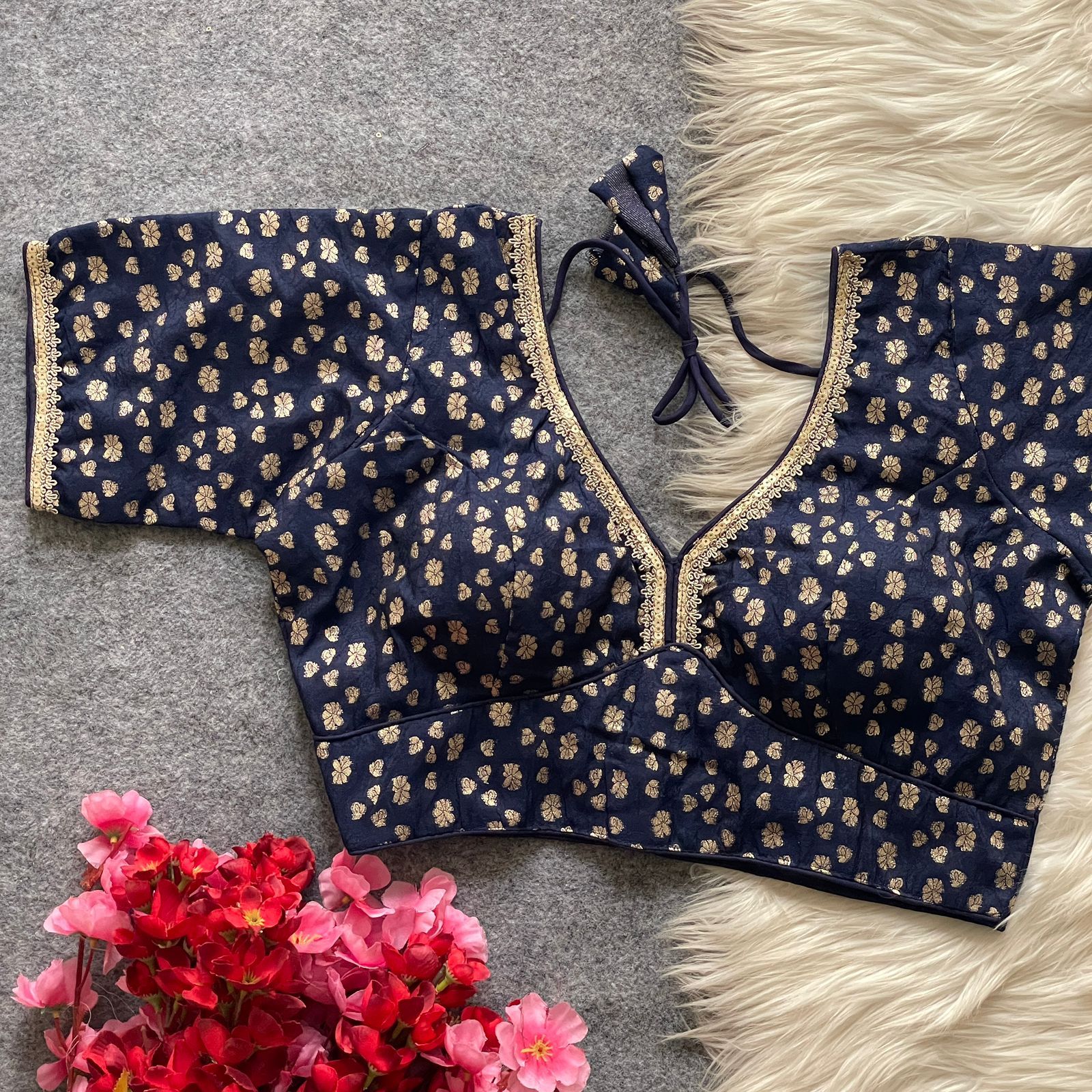 Pure Dola Silk With Golden Weaving Readymade Blouse (12)