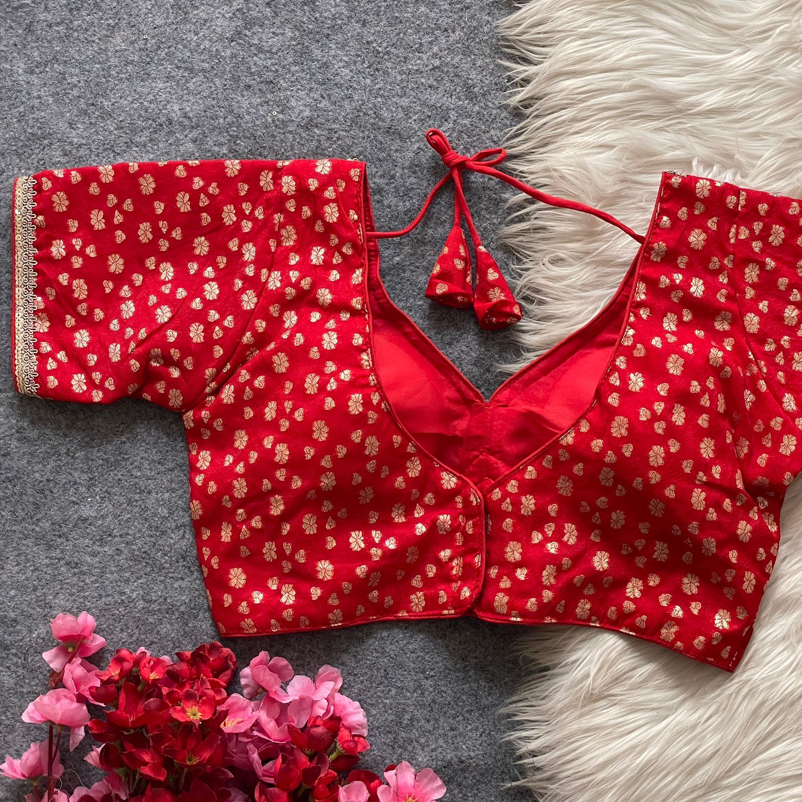 Pure Dola Silk With Golden Weaving Readymade Blouse (5)