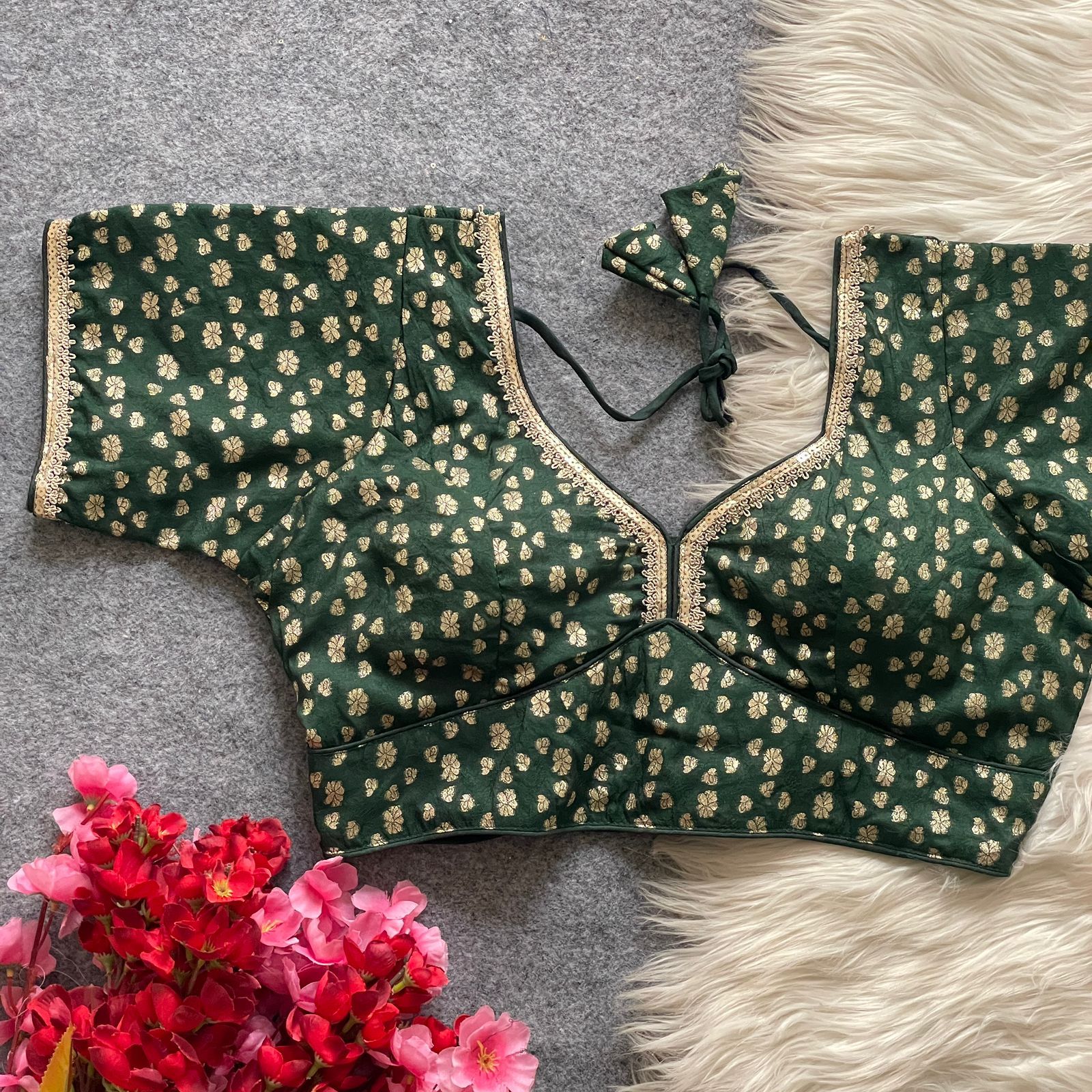 Pure Dola Silk With Golden Weaving Readymade Blouse (7)