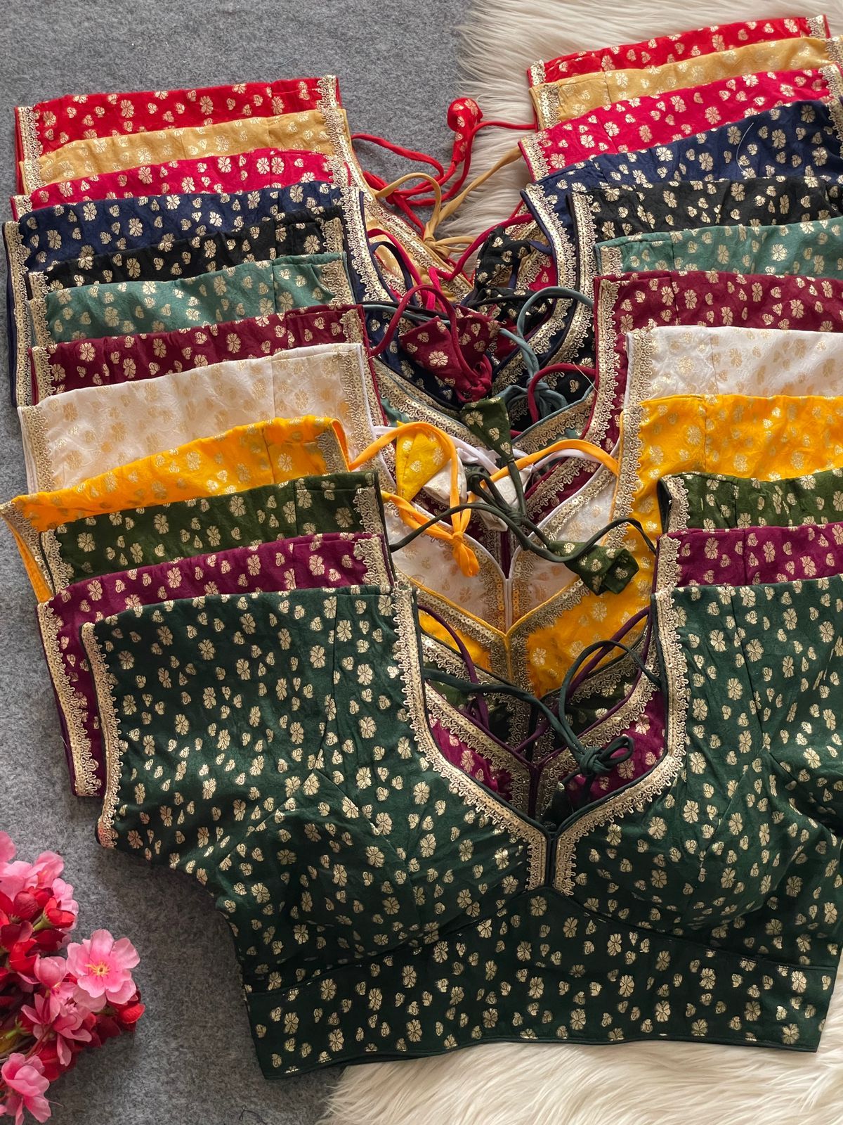 Pure Dola Silk With Golden Weaving Readymade Blouse (8)