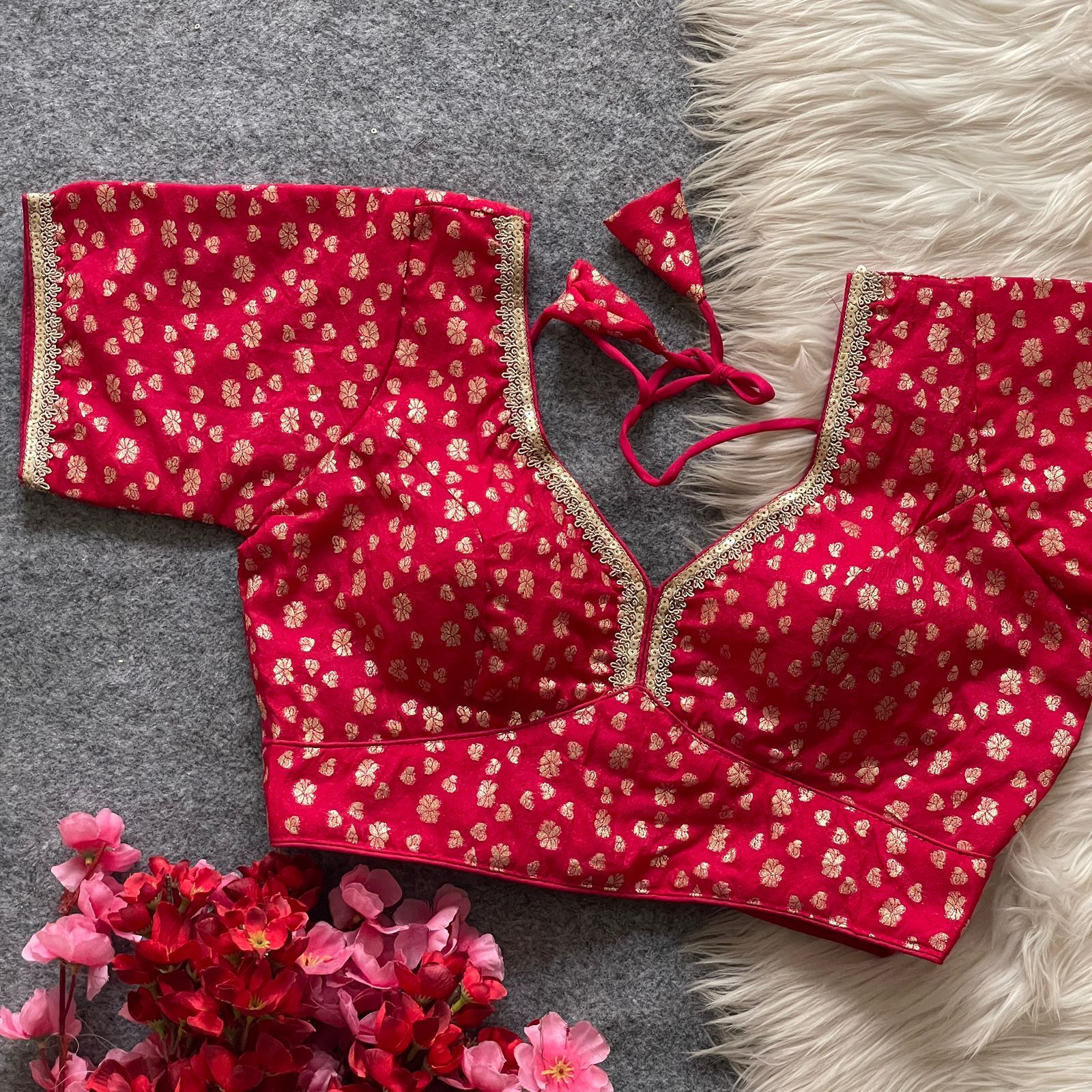 Pure Dola Silk With Golden Weaving Readymade Blouse (9)