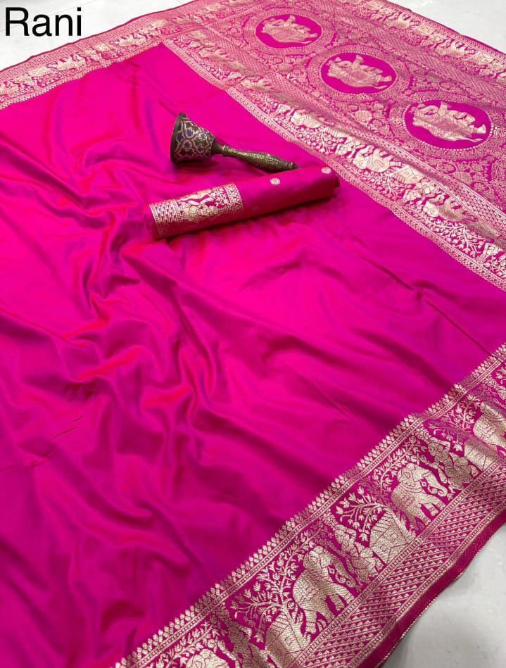 Pure Heavy Banarasi Silk Original Gold Zari Weaving Saree (8)