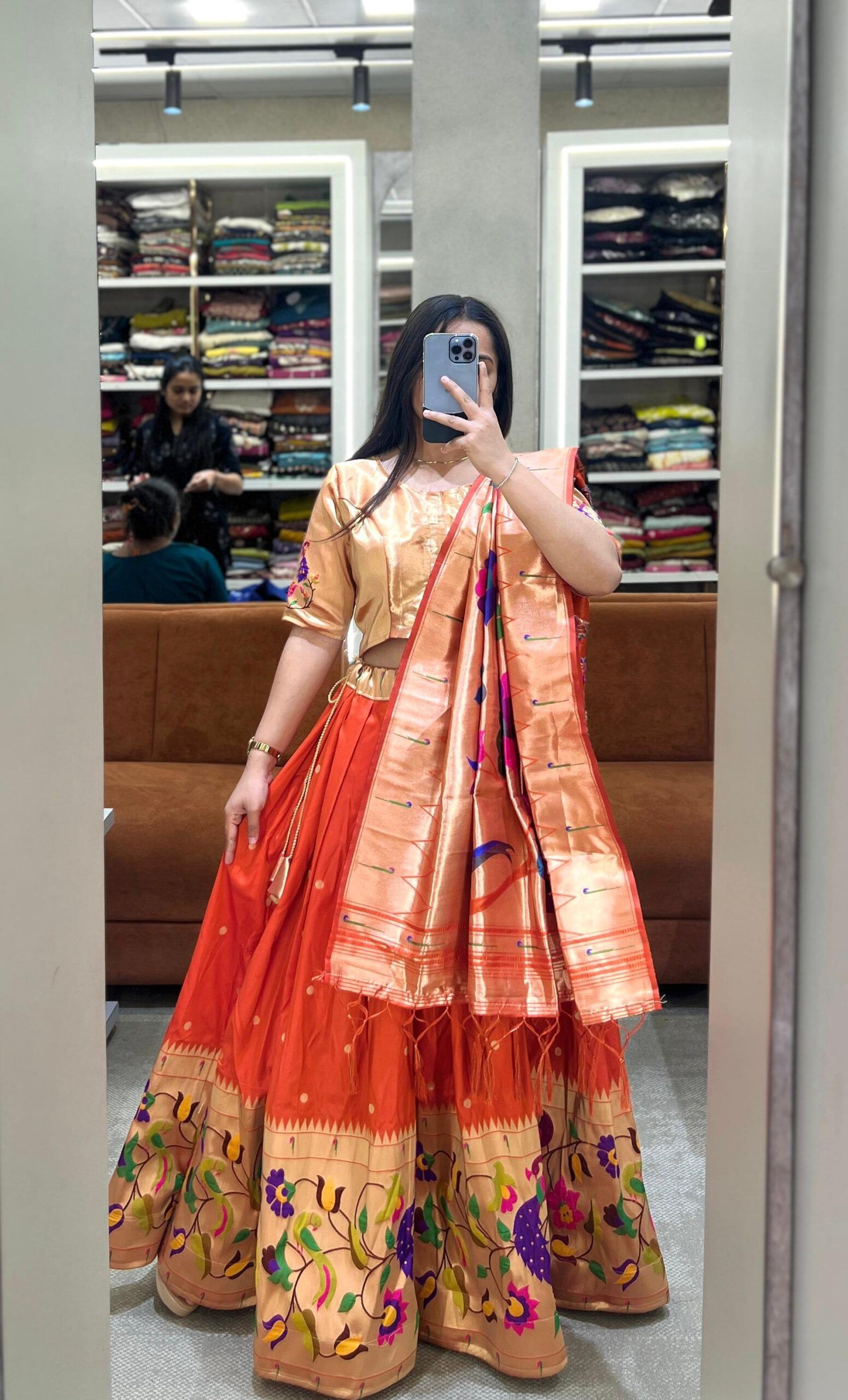 Soft Banarasi Paithani Lehenga Chol Wholesale Price (5)