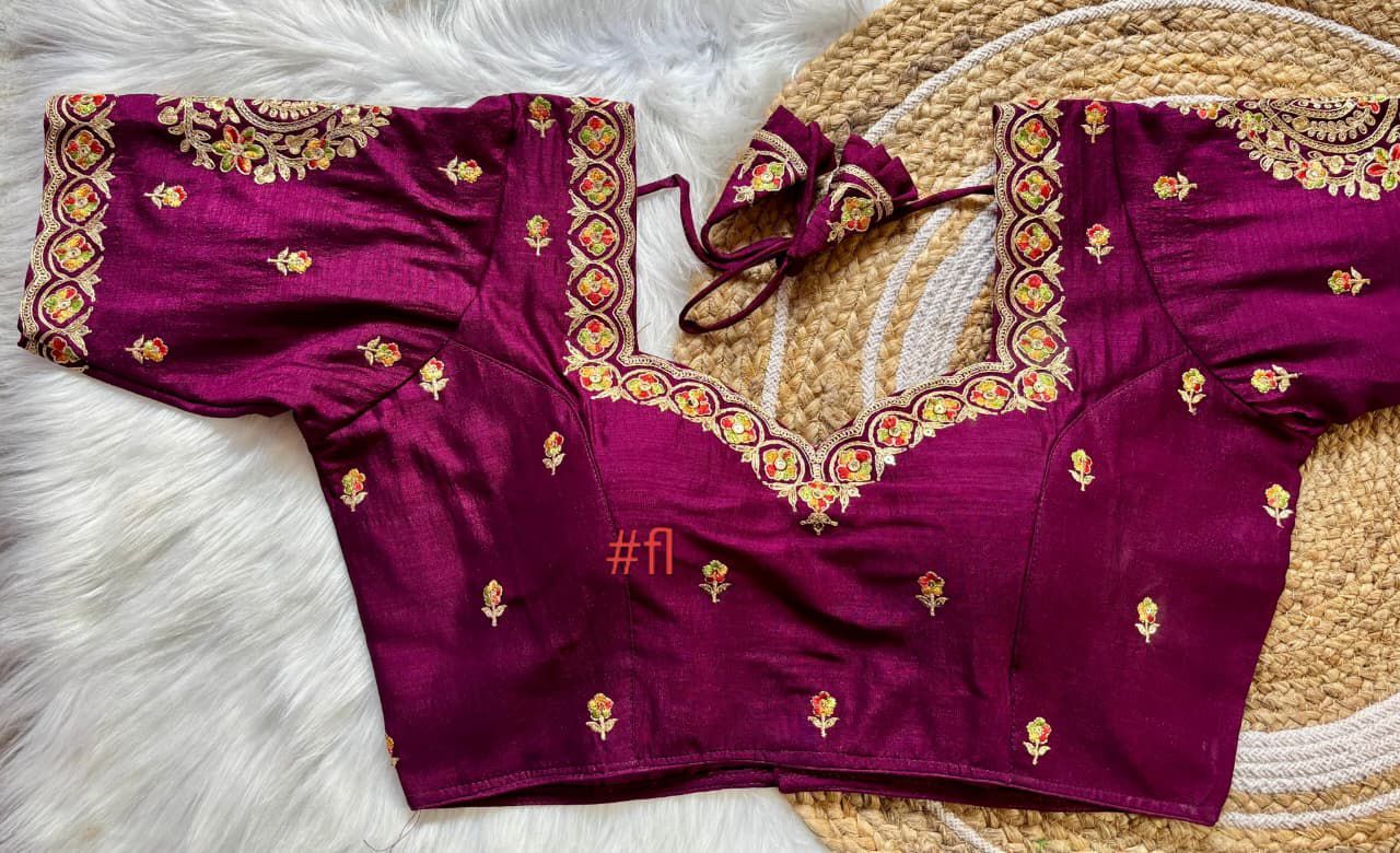 Vichitra Silk Embroidery zari Work Blouse Wholesale price (6)