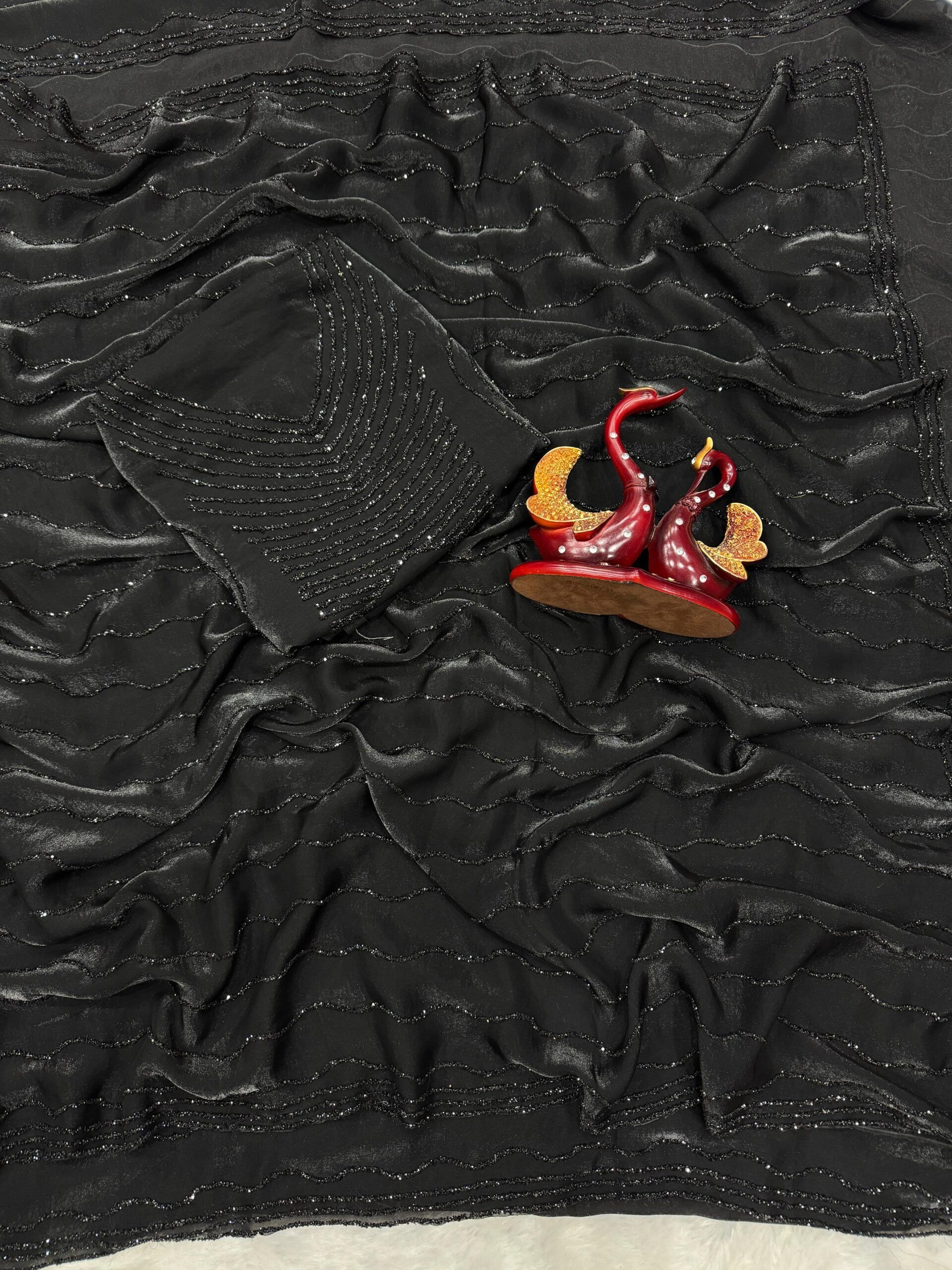 Soft Space Silk Diamond Work Wedding Saree (5)